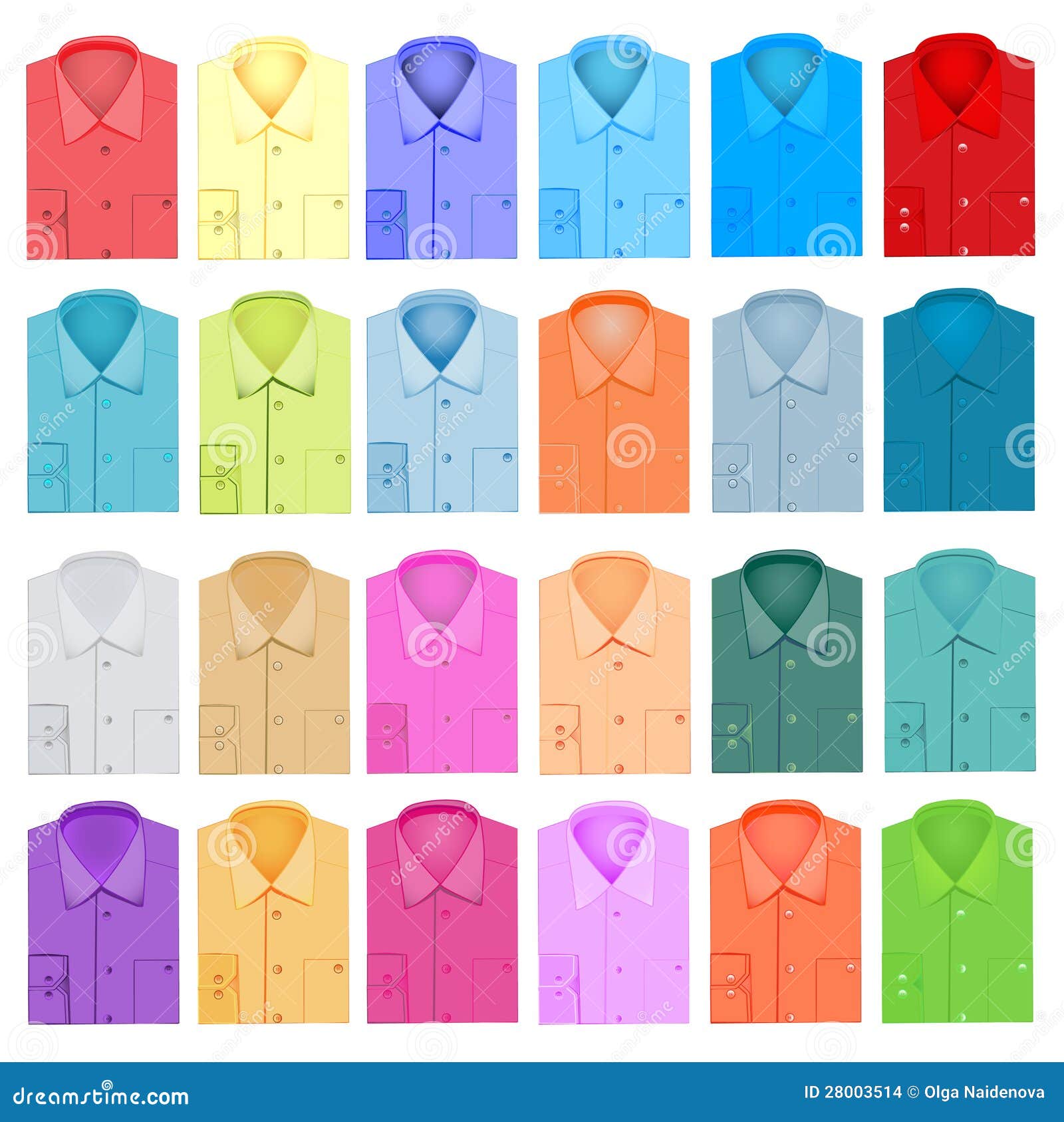 Set of Plain Shirt Dress Shirt for Men Stock Vector Illustration of