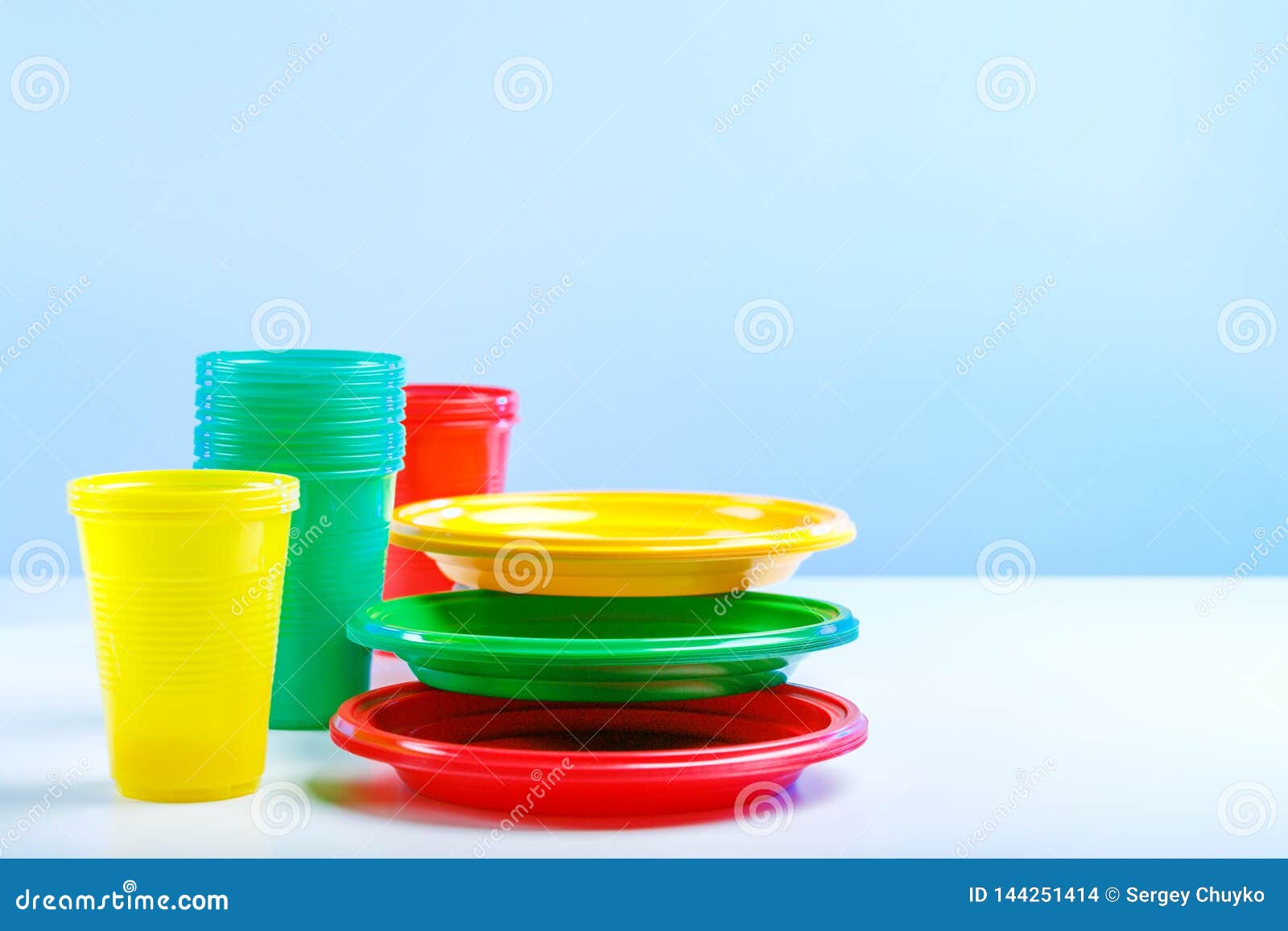 A Set of Plastic Dishes for a Picnic Stock Photo Image of fork