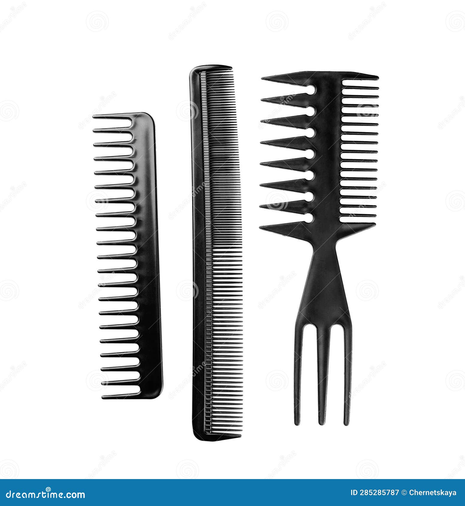 Set of Plastic Hair Combs Isolated on White Stock Image Image of