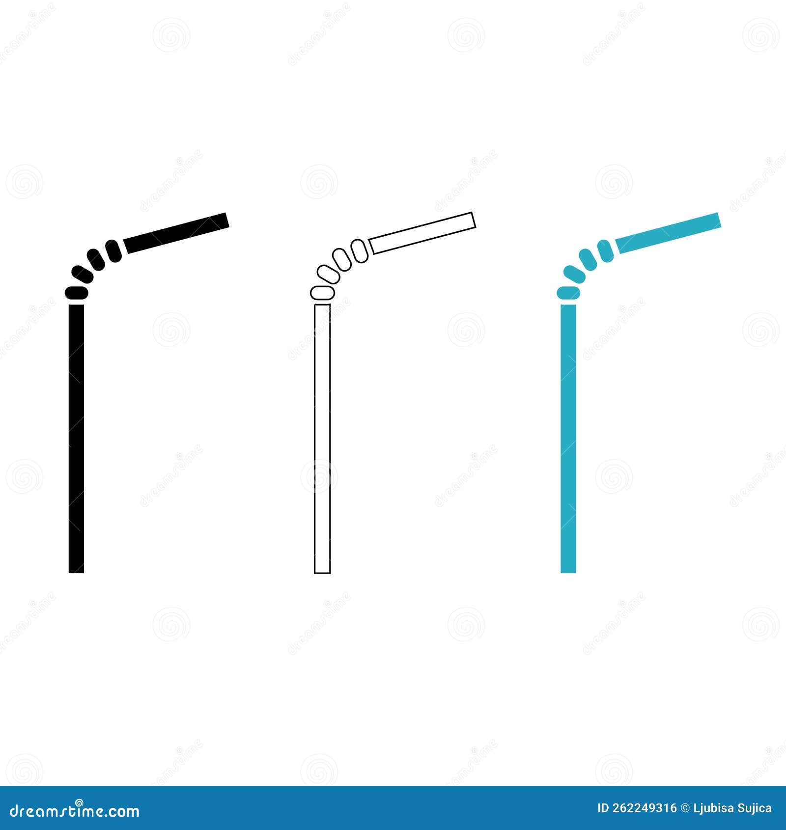 Drinking straw vector icon. Aluminum or plastic tube for drinking