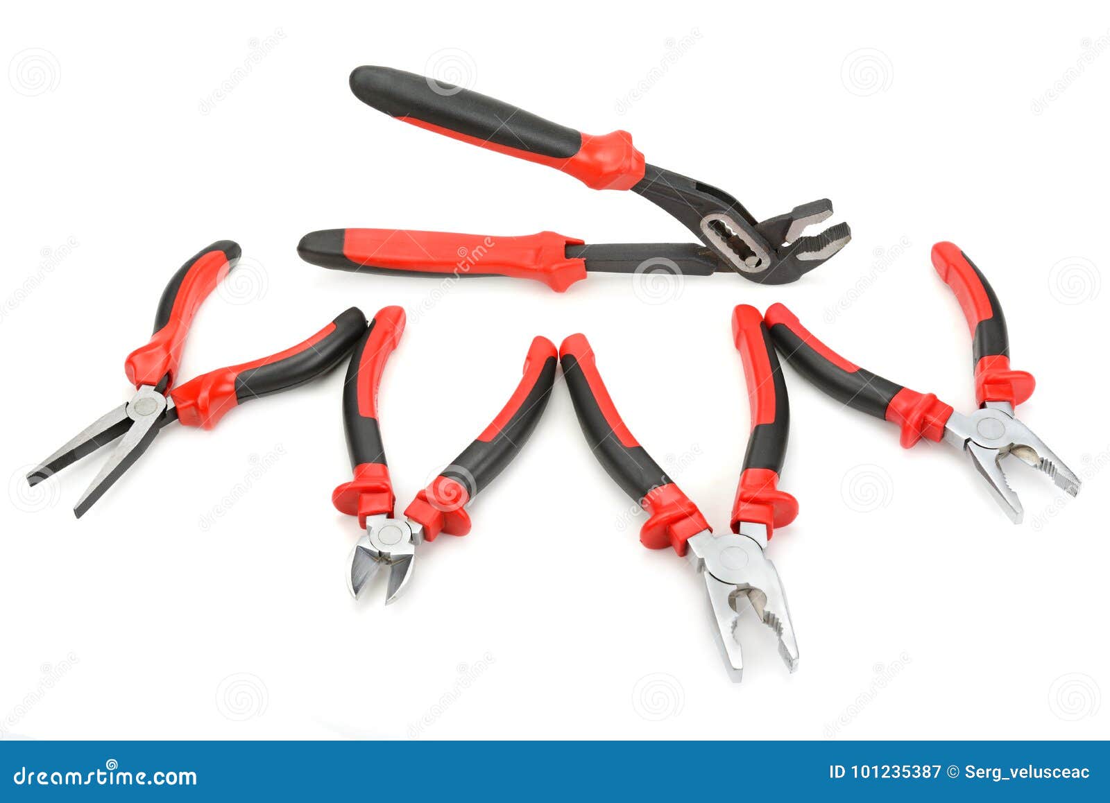 set of pliers and nippers  on white
