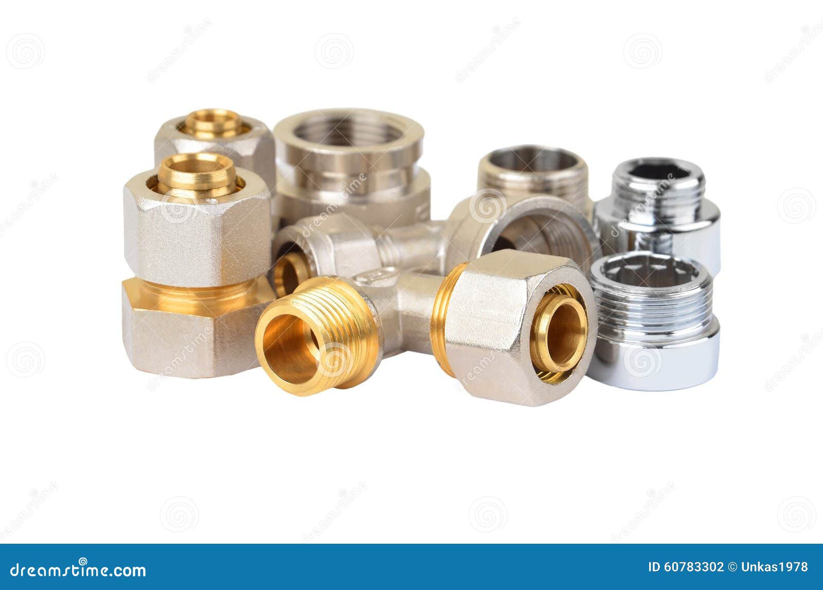 Set of plumbing fitting stock photo. Image of improvement 60783302