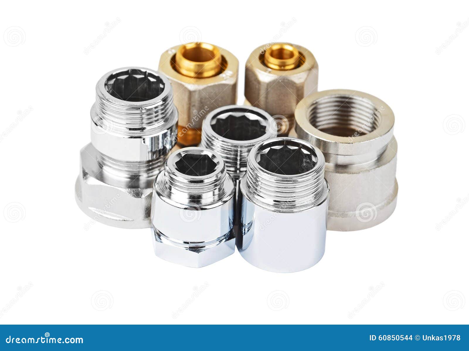 Set of plumbing fitting stock photo. Image of fitting 60850544