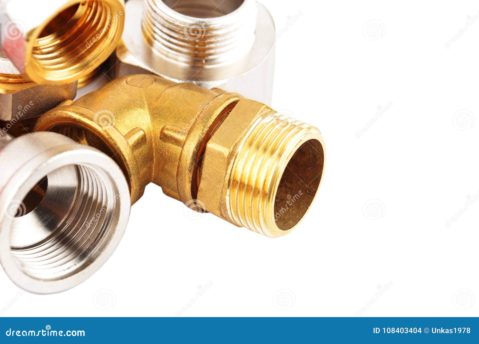Set of plumbing fitting stock photo. Image of industrial 108403404
