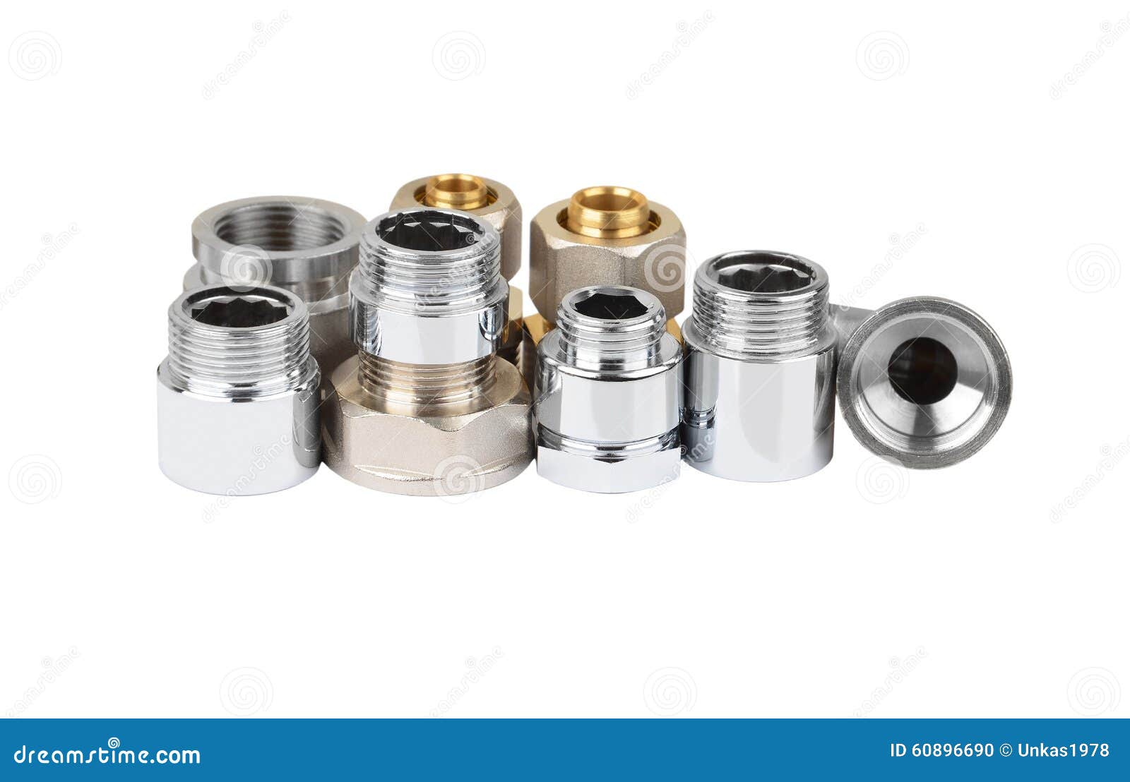 Set of plumbing fitting stock photo. Image of angle, nipple 60896690
