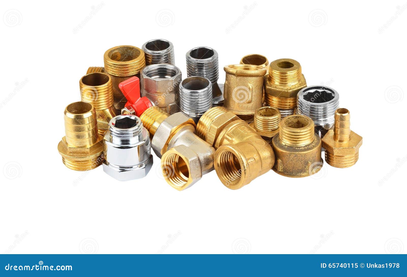Set of plumbing fitting stock image. Image of nipple 65740115