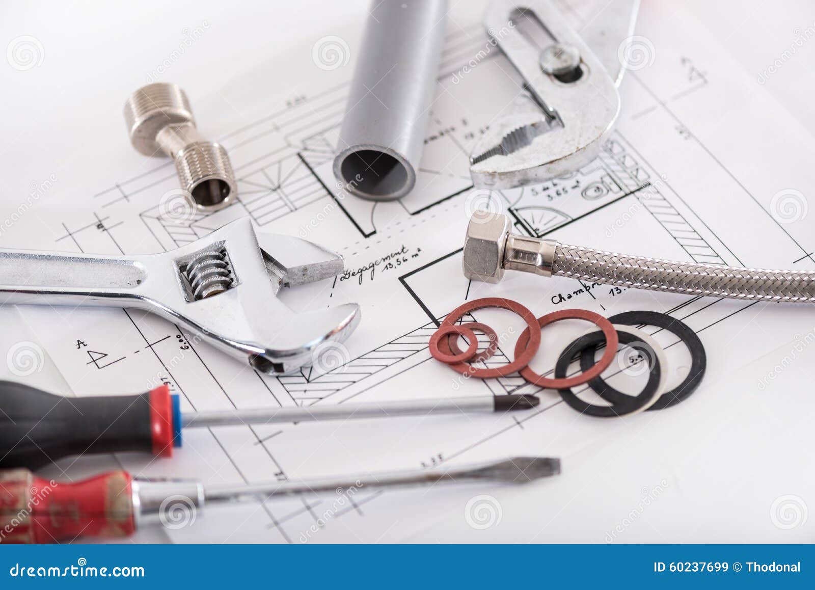Set of plumbing materials stock image. Image of metal 60237699