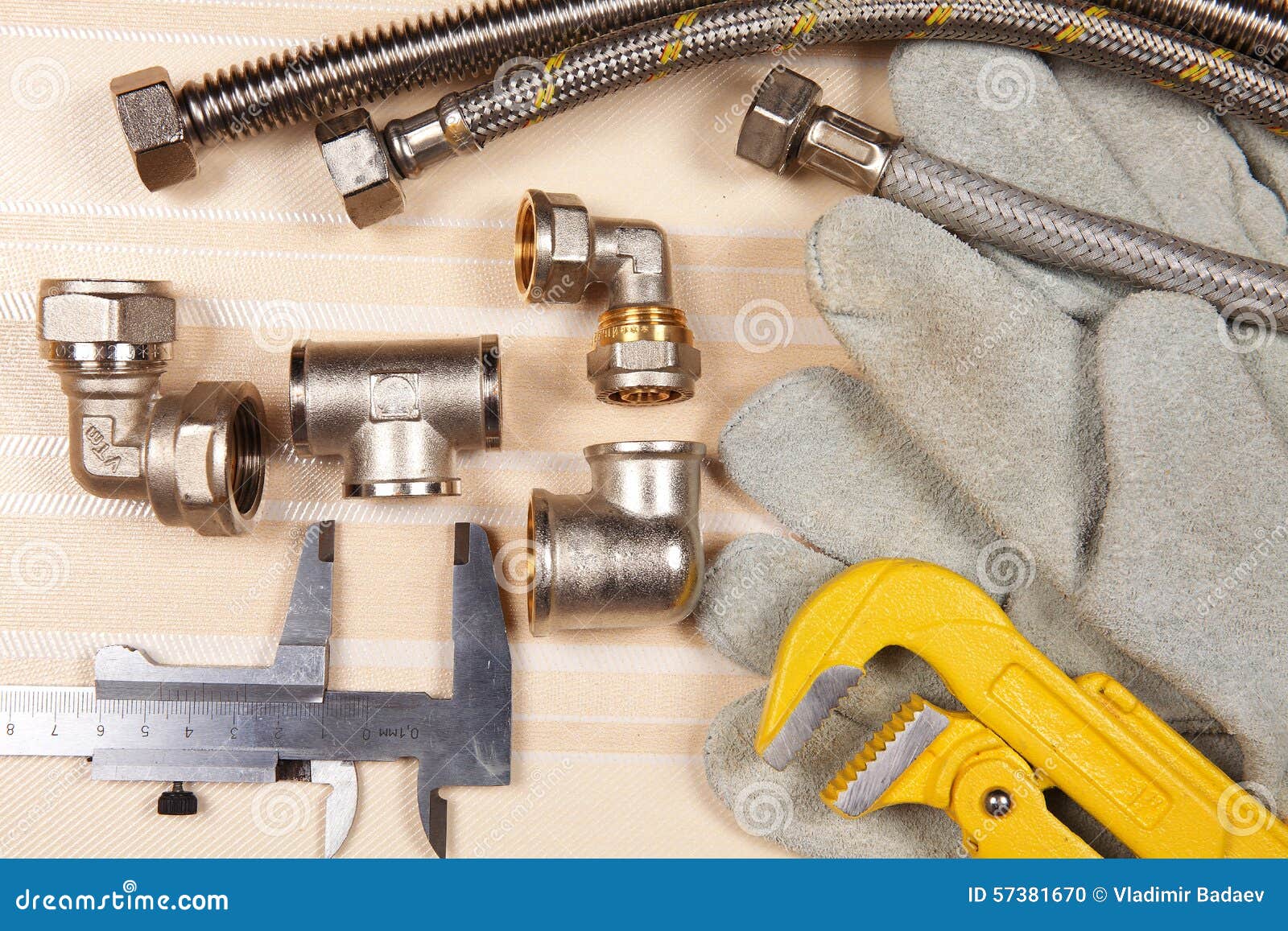 Set of plumbing and tools stock photo. Image of hardware 57381670
