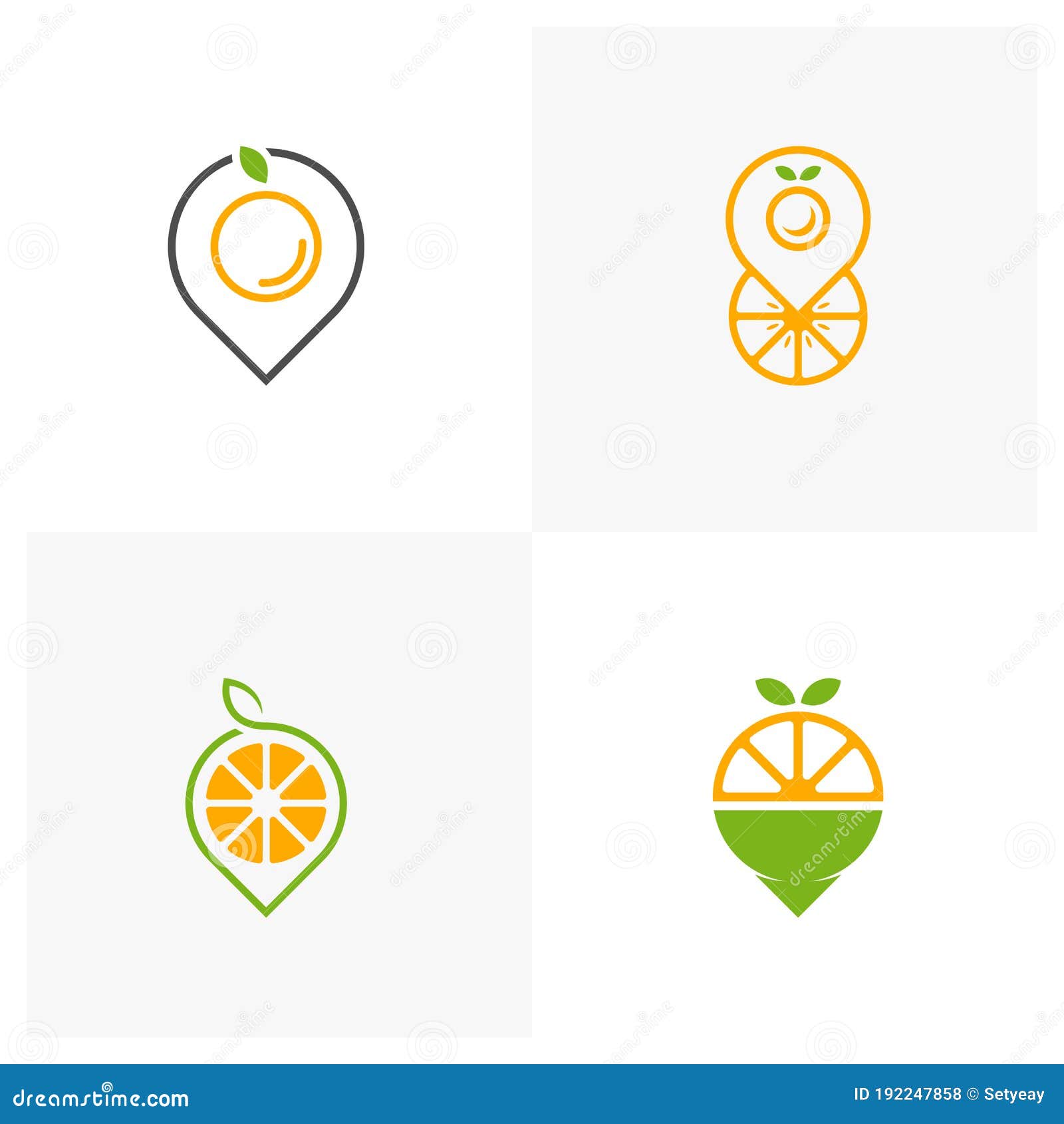 Set of Point with Modern Fresh Orange Logo Vector Illustration, Fresh ...