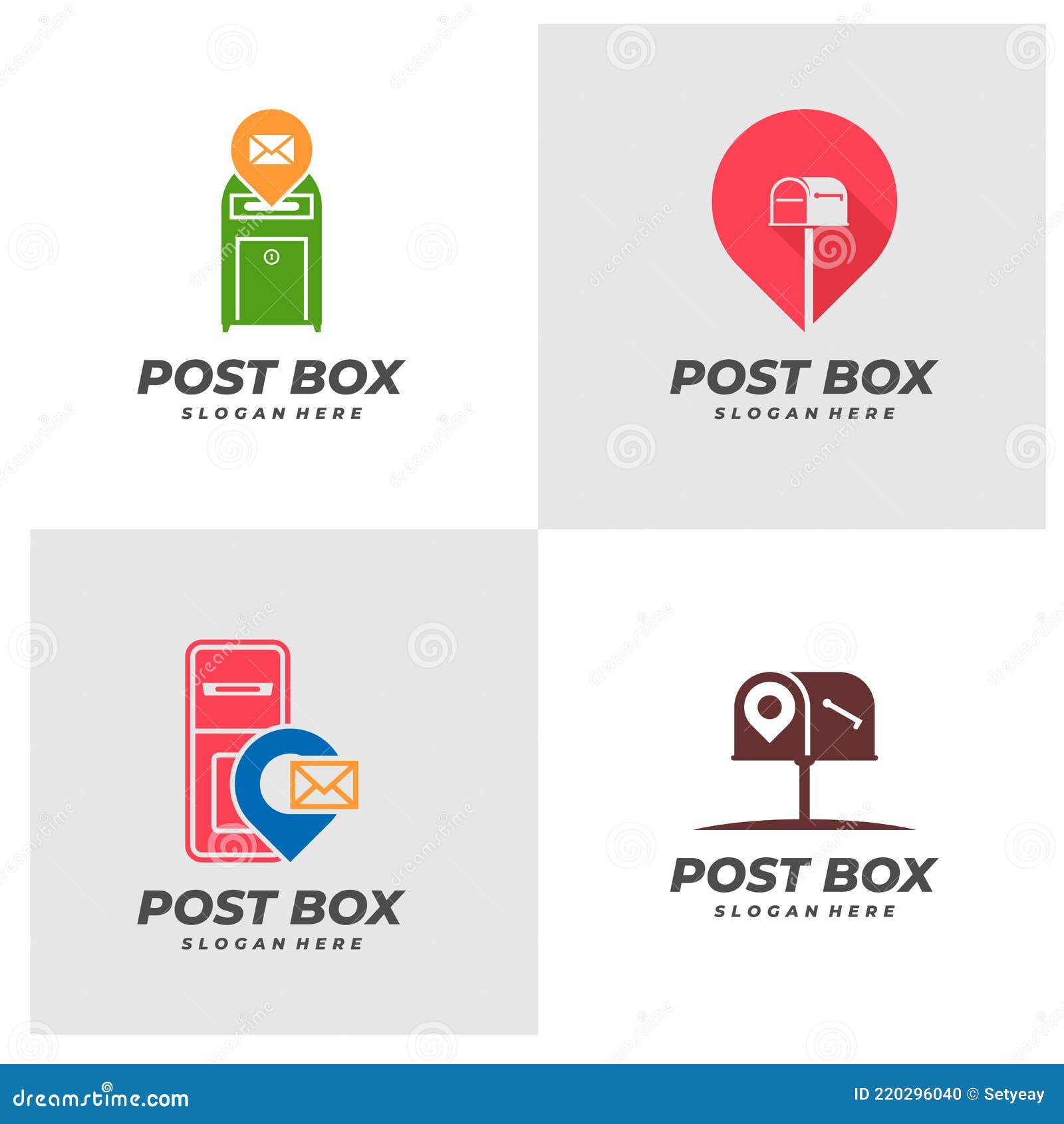 Set of Point Post Box Logo Vector Template, Creative Post Box Logo