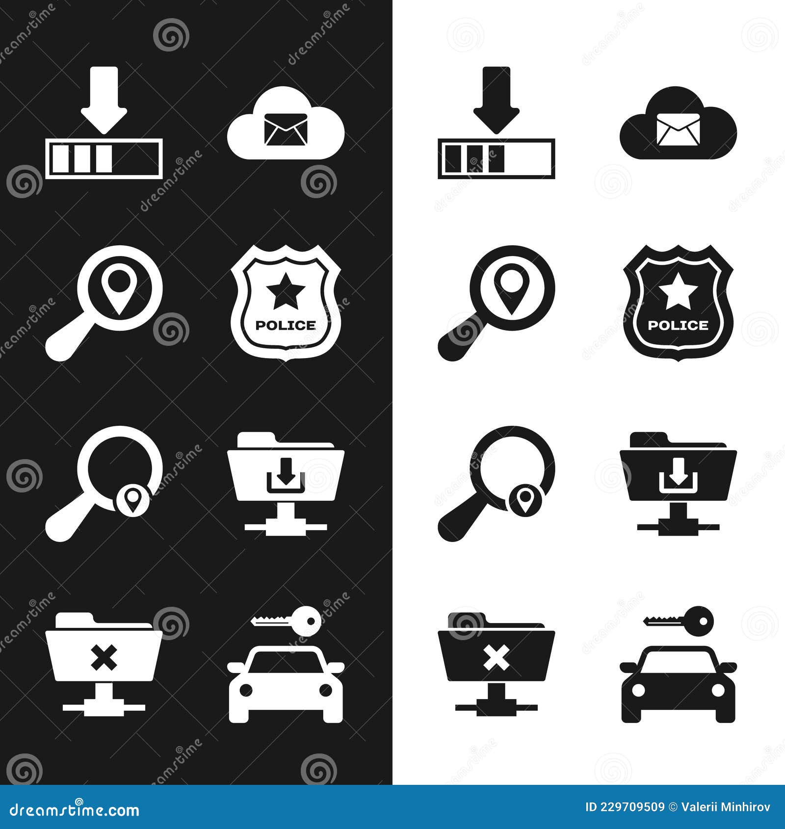 Set Police Badge, Search Location, Loading, Cloud Mail Server, And.