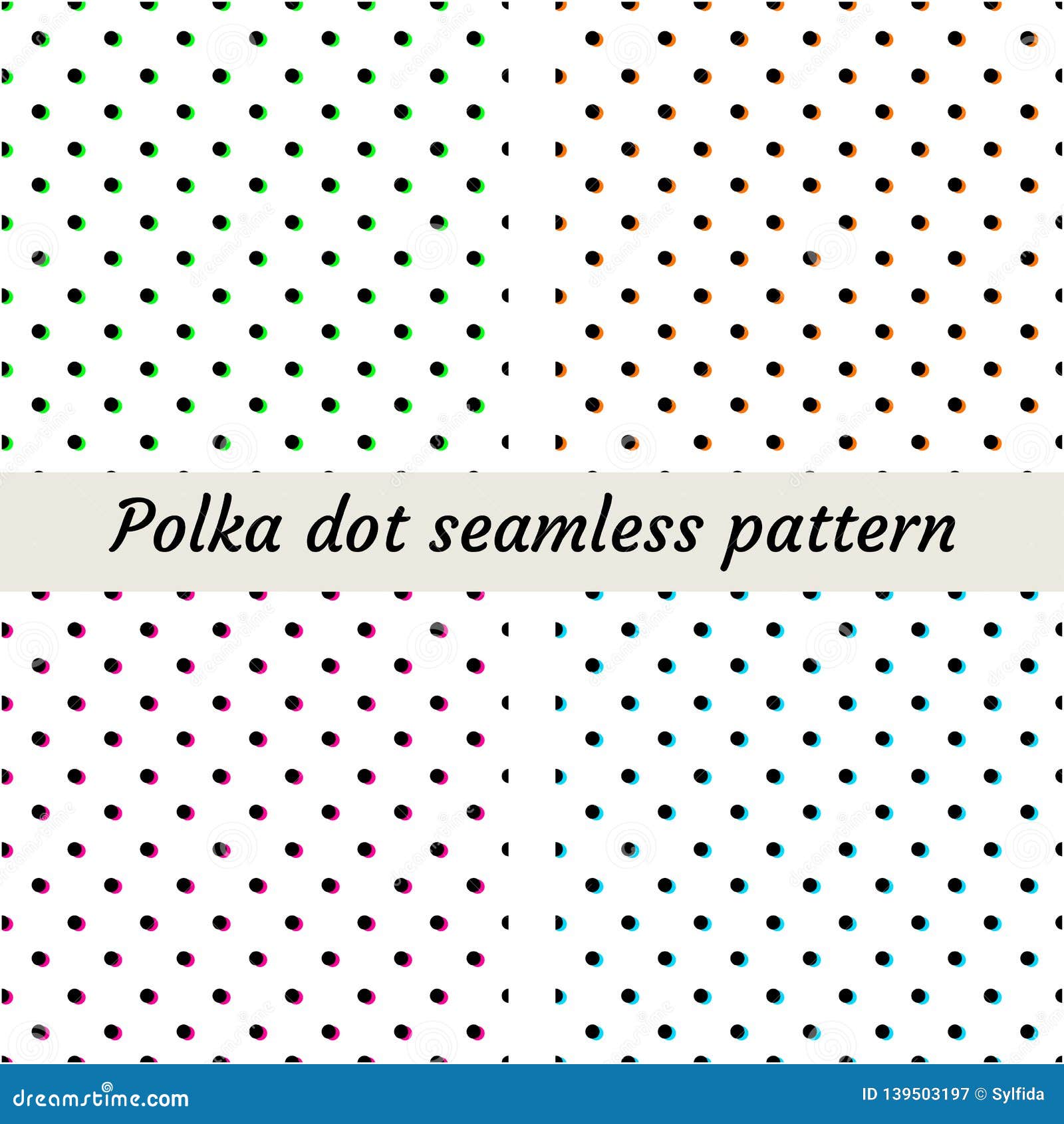 Set of Polka Dot Seamless Pattern with Black and Colorful Dots. Vector ...