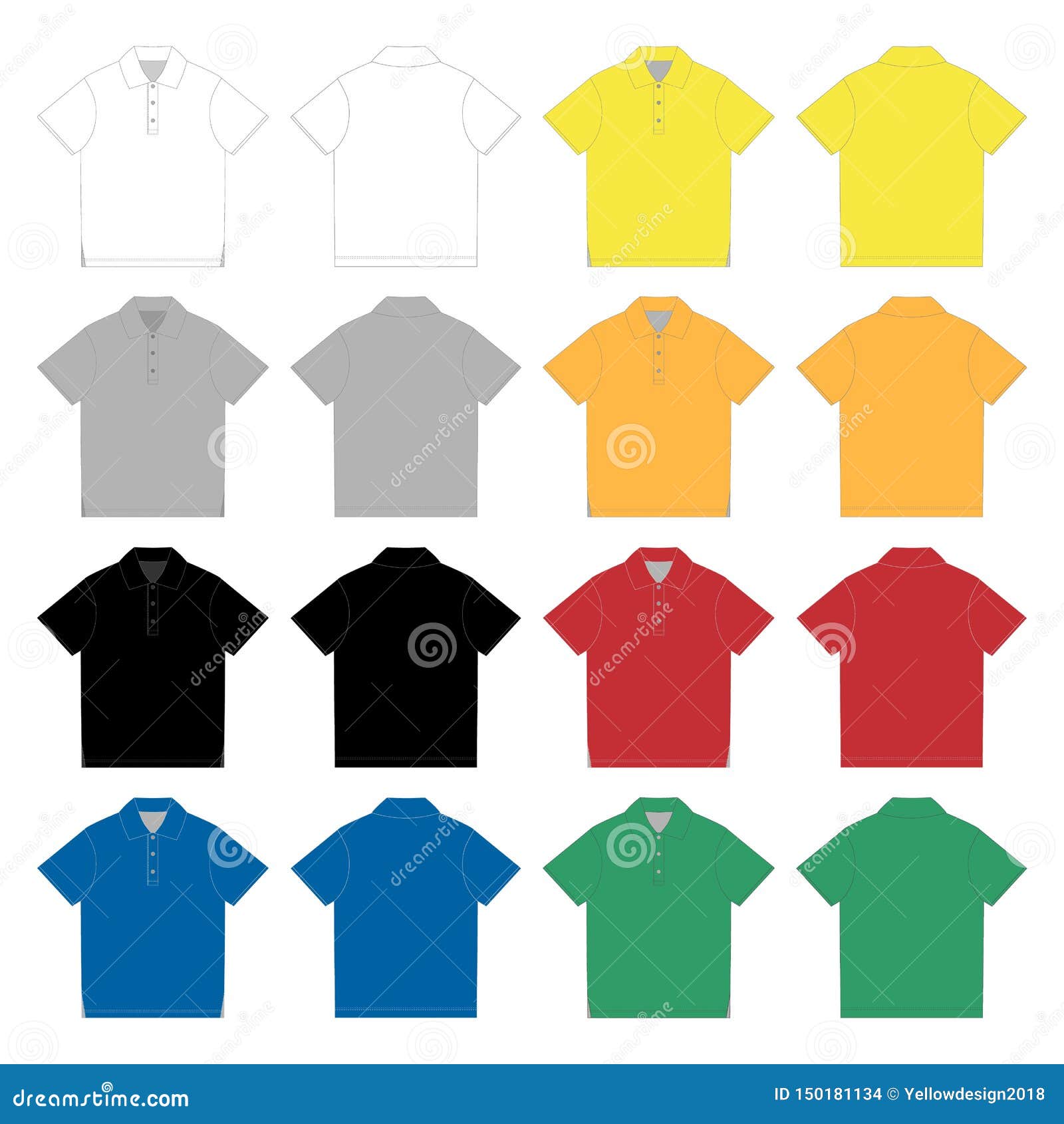Polo t- shirt flat sketch template Royalty Free Vector Image