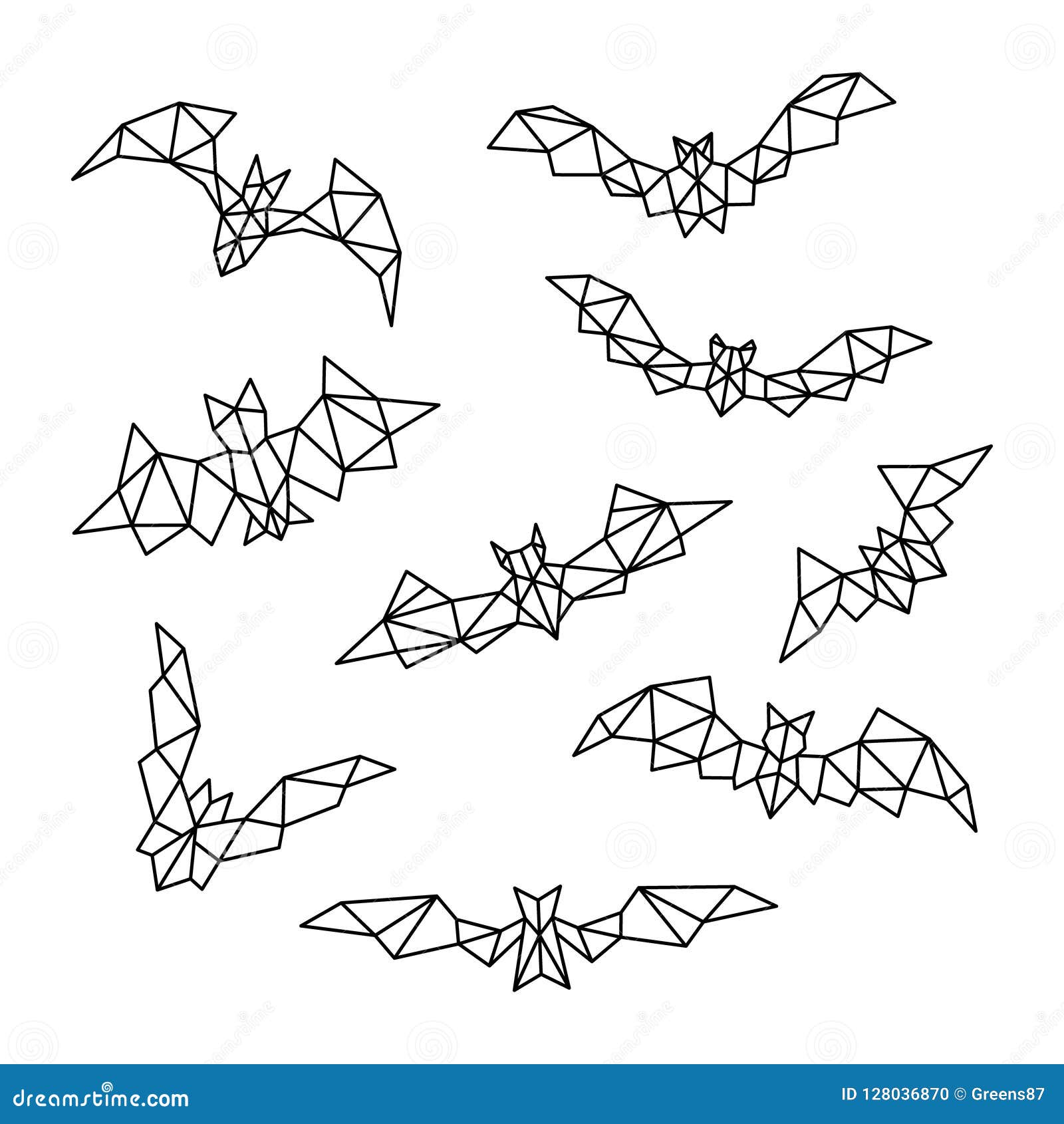 Set of polygonal Bats. stock vector. Illustration of graphic 128036870