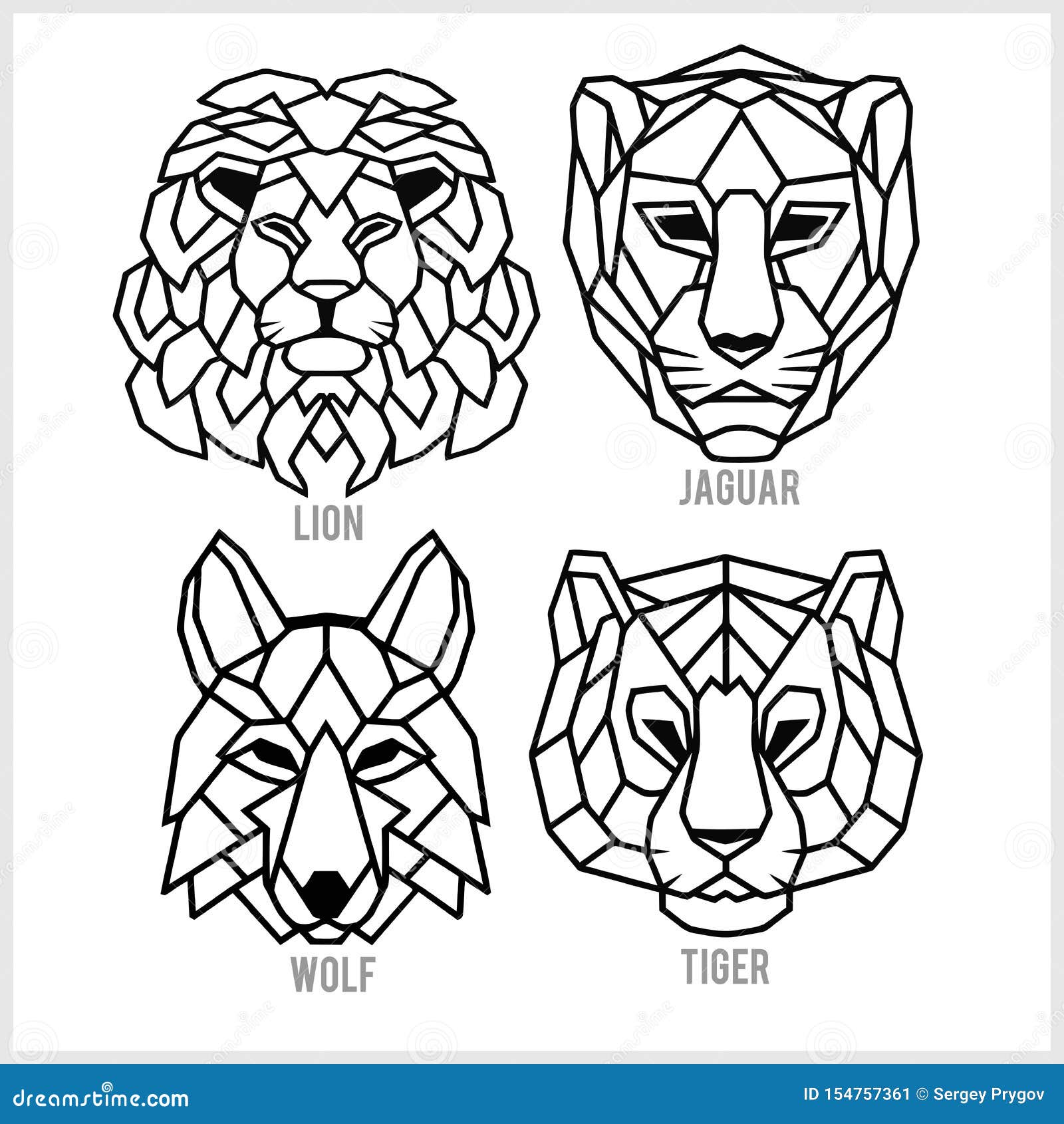 Set of Polygonal Head Animals. Polygonal Logos. Geometric Set of Lion, Jaguar, Wolf, Tiger Stock Vector - Illustration of apparel, logo: 154757361 Set of Polygonal Head Animals. Polygonal Logos. Geometric Set of Lion, Jaguar, Wolf, Tiger Stock Vector - Illustration of apparel, logo: 154757361