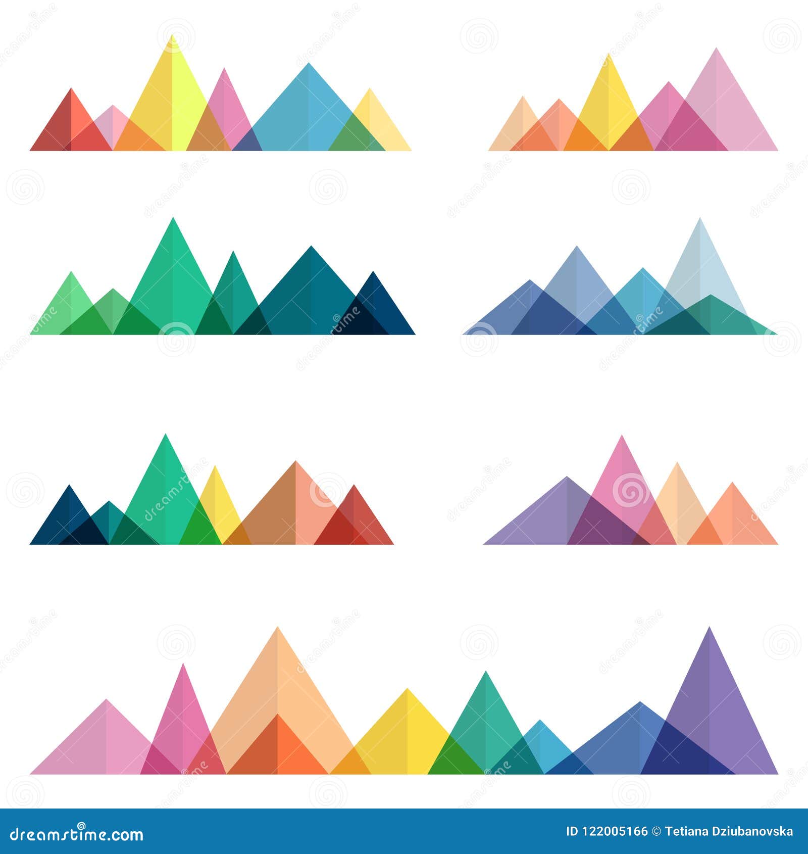 Set of Polygonal Mountain Ridges. Stock Vector - Illustration of ...