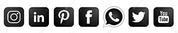 Set of Popular Social Media Logos Icons in Black Instagram Facebook ...
