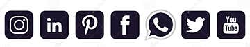 Set of Popular Social Media Logos Icons in Black Instagram Facebook ...