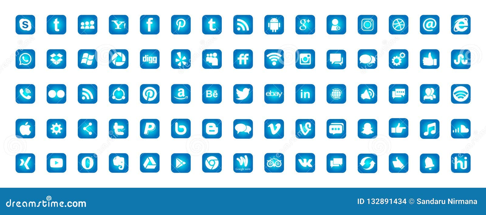 Set Of Popular Social Media Logos Icons Instagram Facebook Twitter Youtube Whatsapp Linkedin Pinterest Blogd On White Background Editorial Stock Image Illustration Of Logos Blue
