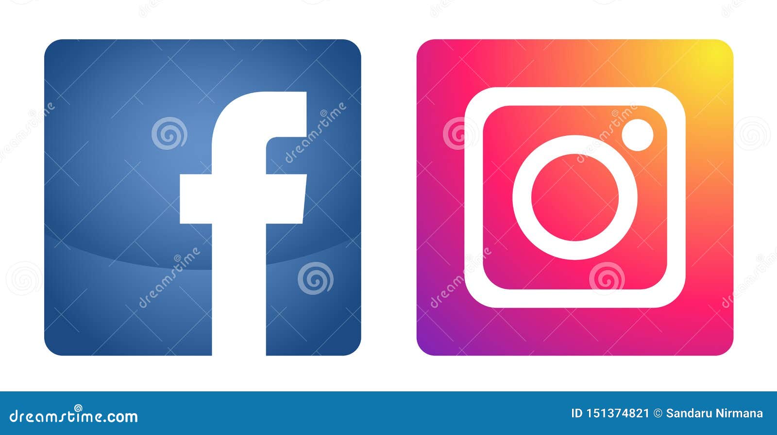 Set of Popular Social Media Logos Icons Instagram Facebook Element ...