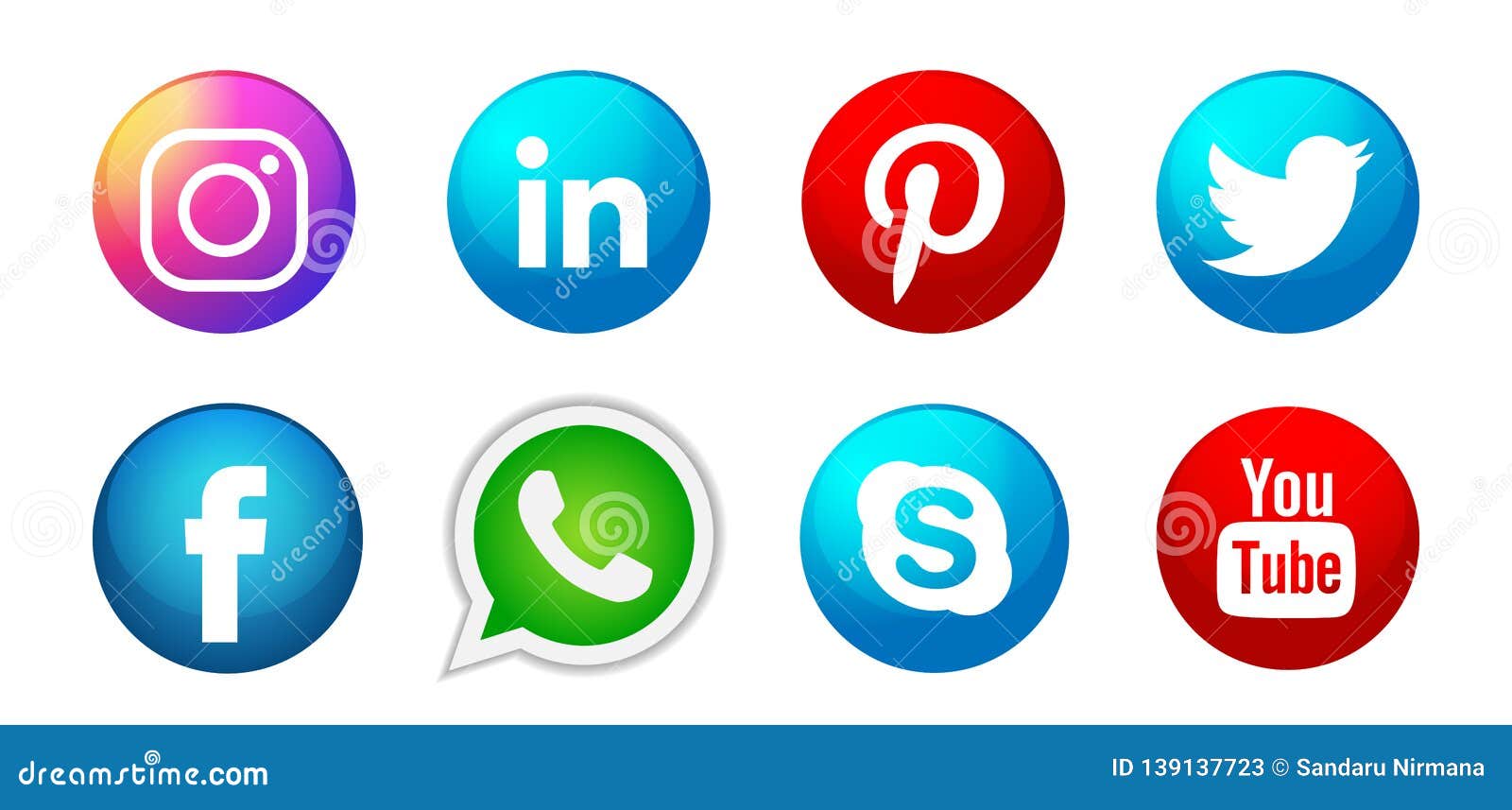 Set Of Popular Social Media Logos Icons Instagram Facebook Twitter Youtube Whatsapp Element Vector On White Background Editorial Stock Photo Illustration Of Instagram Illustrations