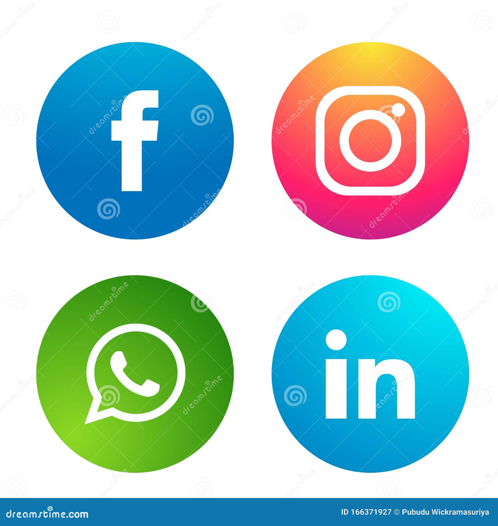 Set Of Popular Social Media Logos Icons Instagram Facebook Whatsapp