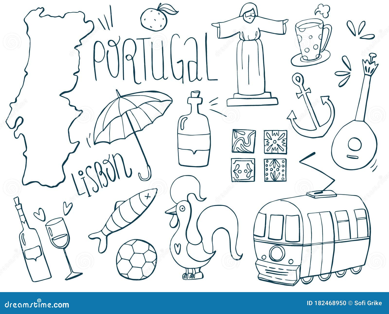 doodle freehand drawing of portugal map. 20032442 PNG