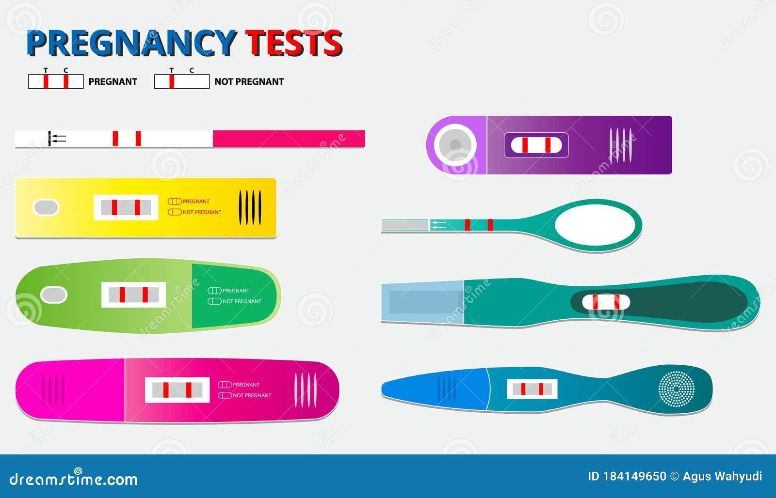 set of pregnancy test kit or positive negative pregnancy result test. eps 10   