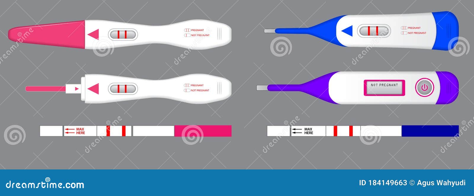 Set of Pregnancy Test Kit or Positive Negative Pregnancy Result Test. Eps 10 Vector Stock Vector