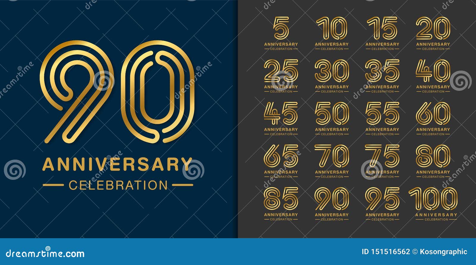 set of premium anniversary logotype. golden anniversary celebration emblem  for company profile, booklet, leaflet, magazine