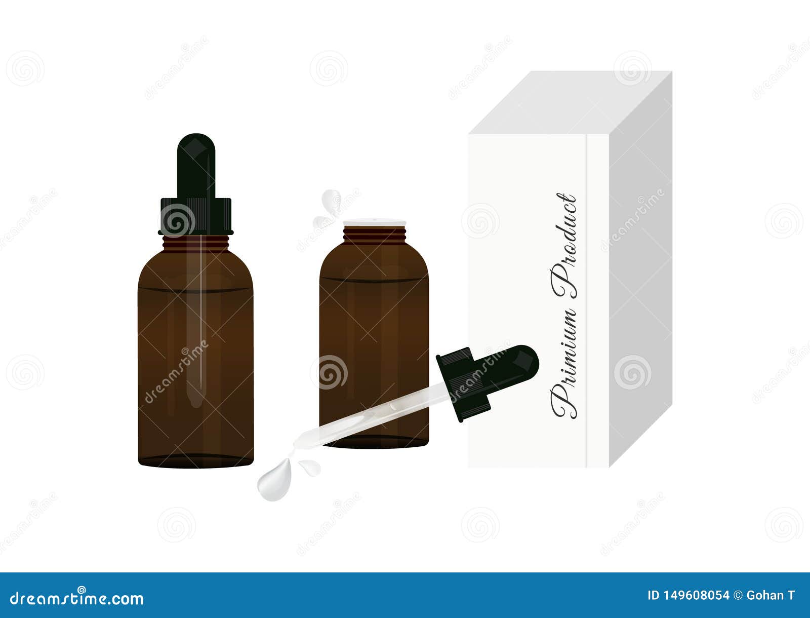A Set of Premium Facing Serum Bottle with Glass Dropper, Opaque Glass