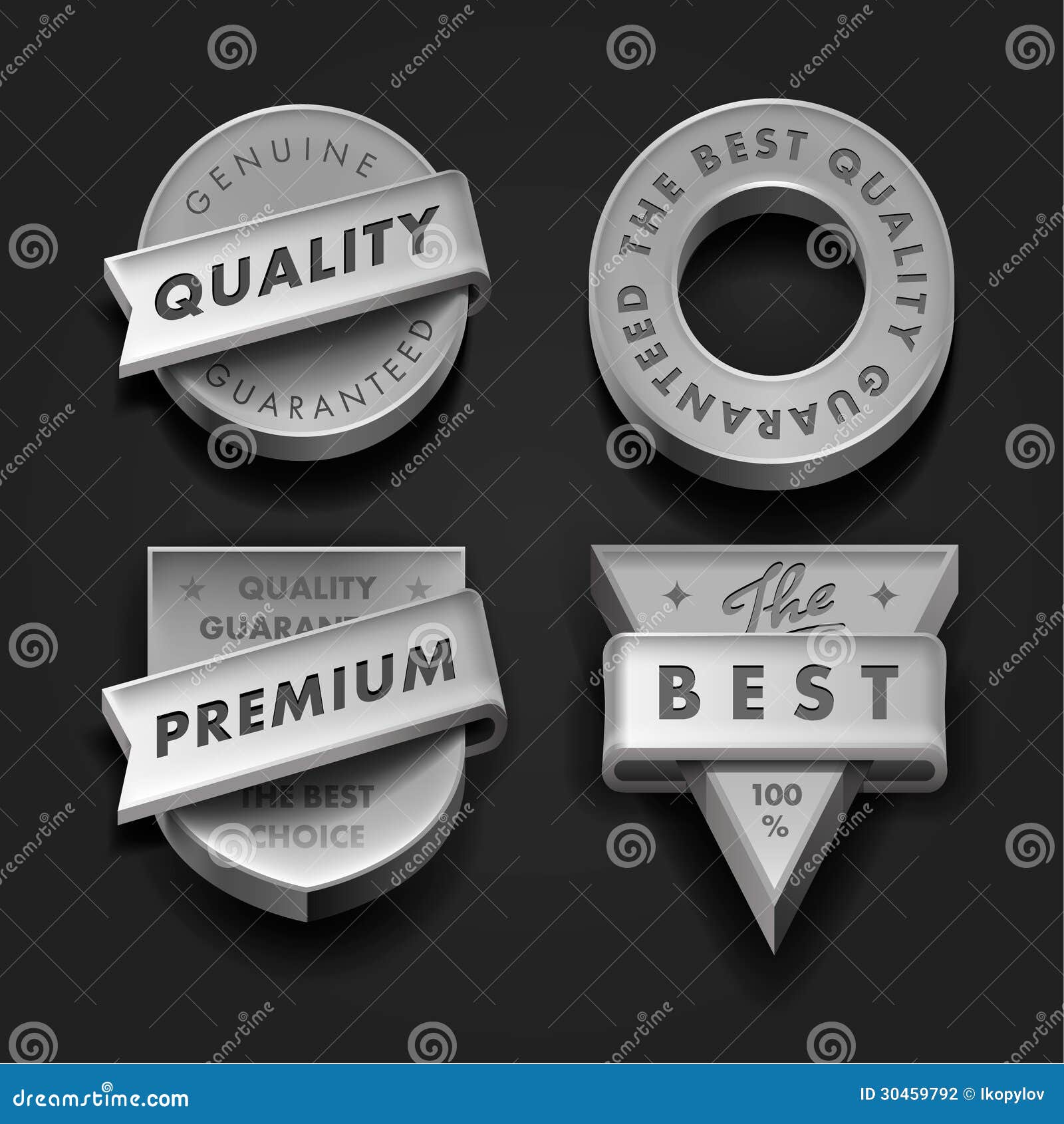 set premium quality and guarantee labels