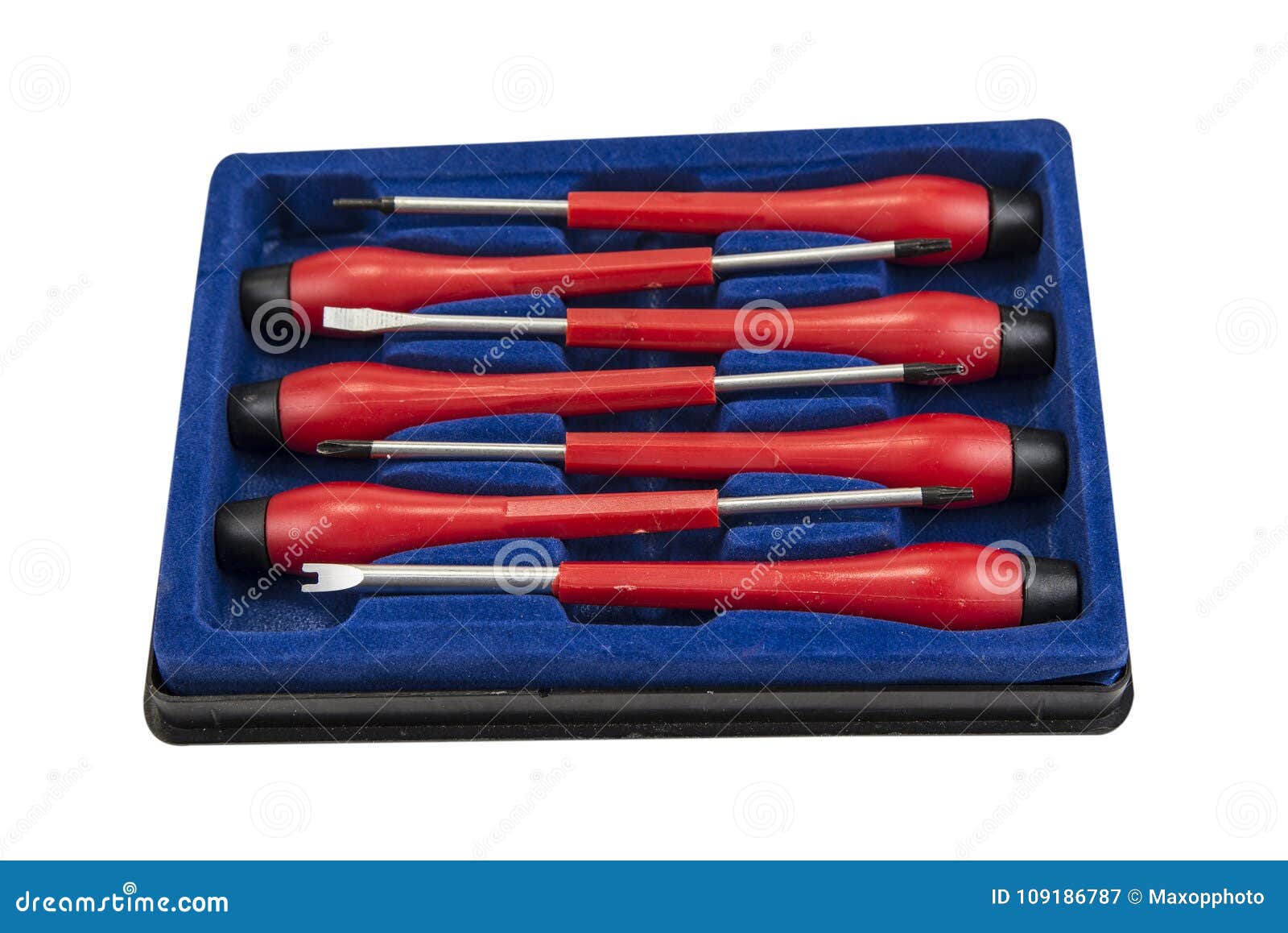 Set of Pricise Screwdrivers in the Box on the White. Stock Image