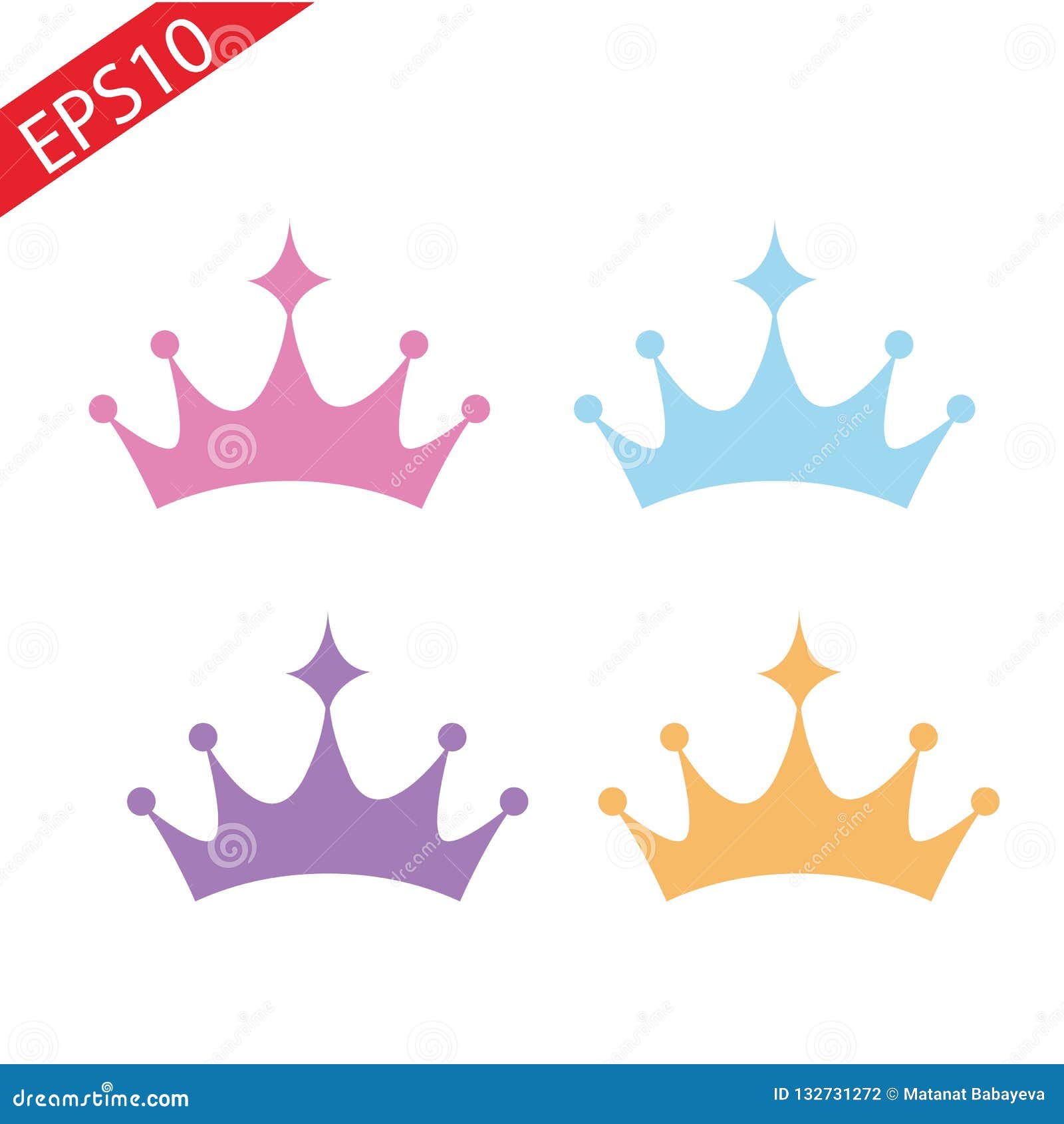 Set Of Princess Crowns Tiara Isolated On White Vector Image Crown ...