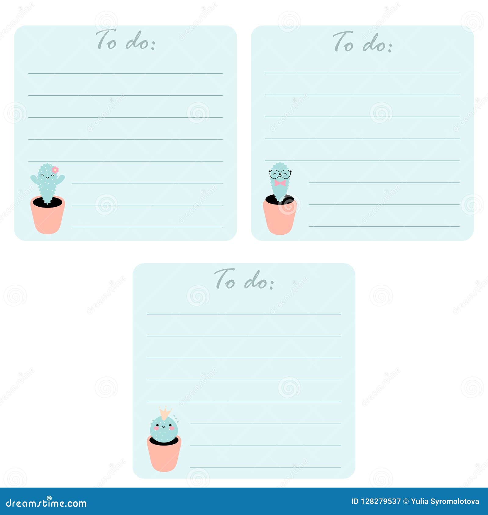 Set of 3 Printable To Do Lists with Cute Kawaii Cacti. Stock Illustration - Illustration of paper, cute: 128279537 Set Of 3 Printable To Do Lists With Cute Kawaii Cacti. Stock Illustration - Illustration Of Paper, Cute: 128279537