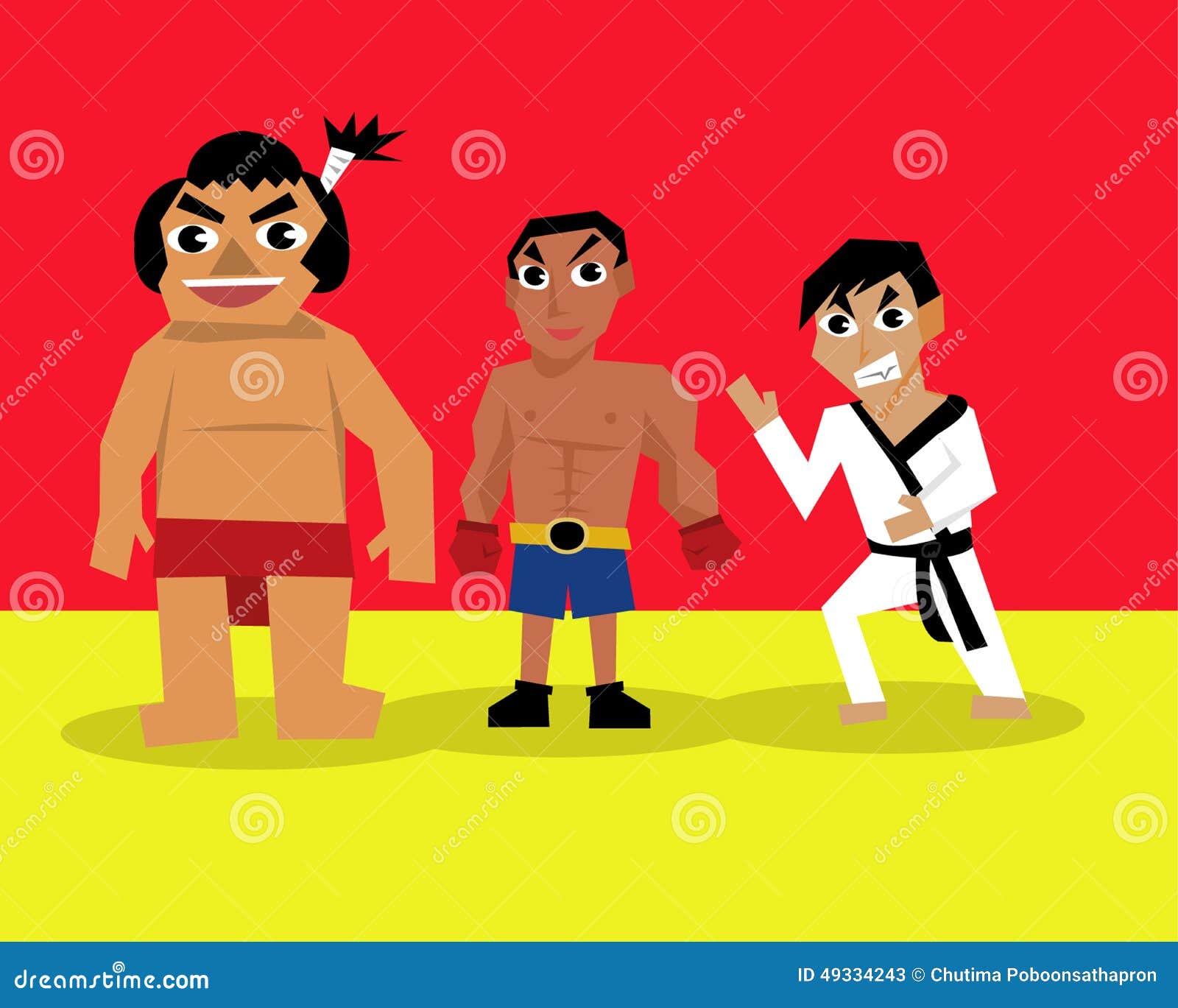 Set of Professional Career about Martial Art. Stock Illustration