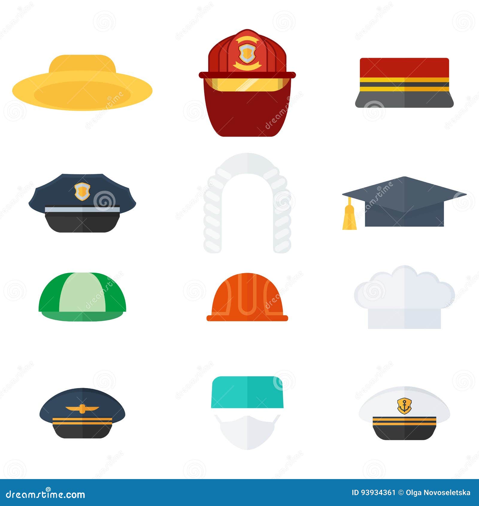 Set of professional hats stock vector. Illustration of abstract - 93934361