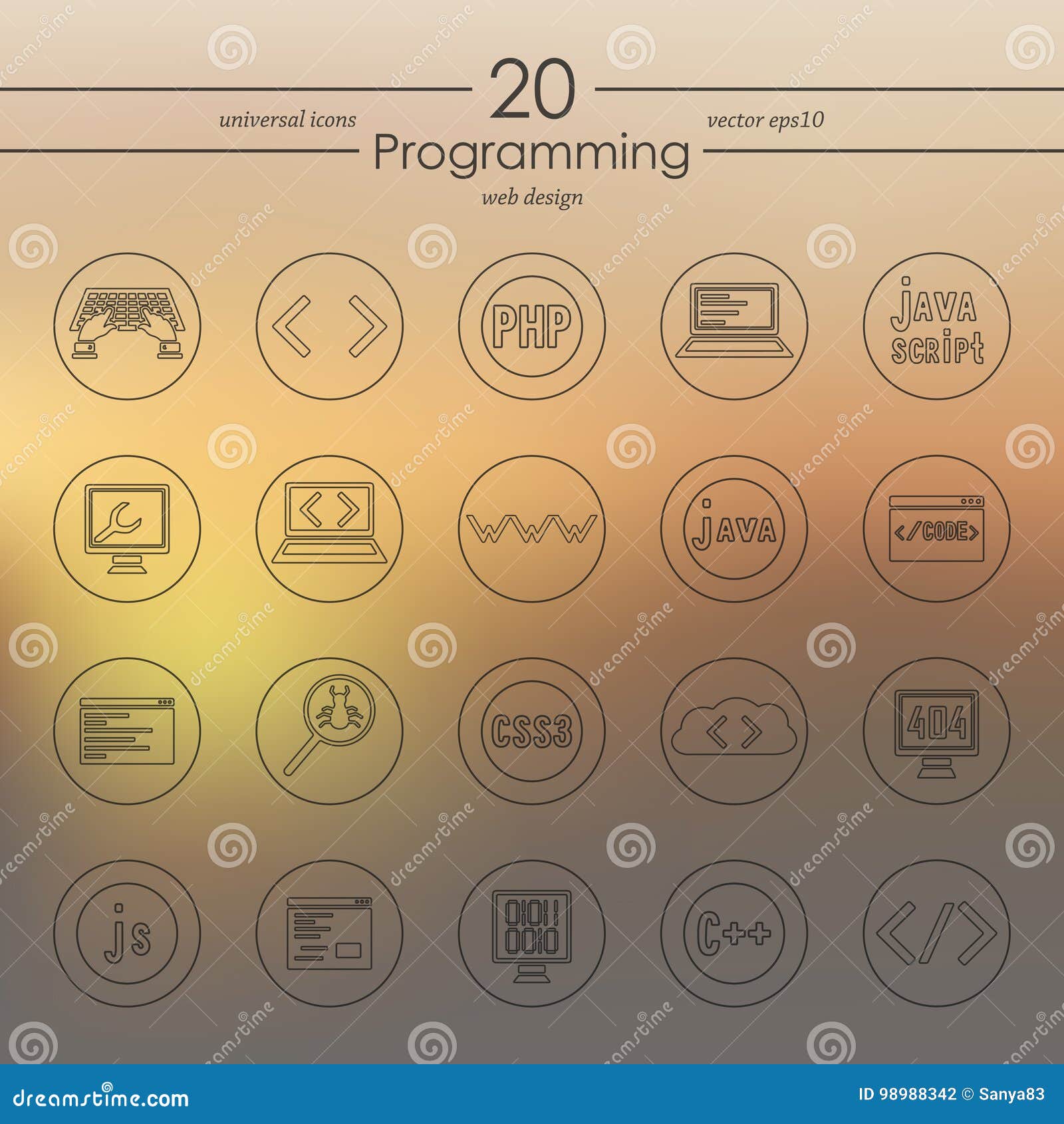 Set of programming icons stock vector. Illustration of group - 98988342