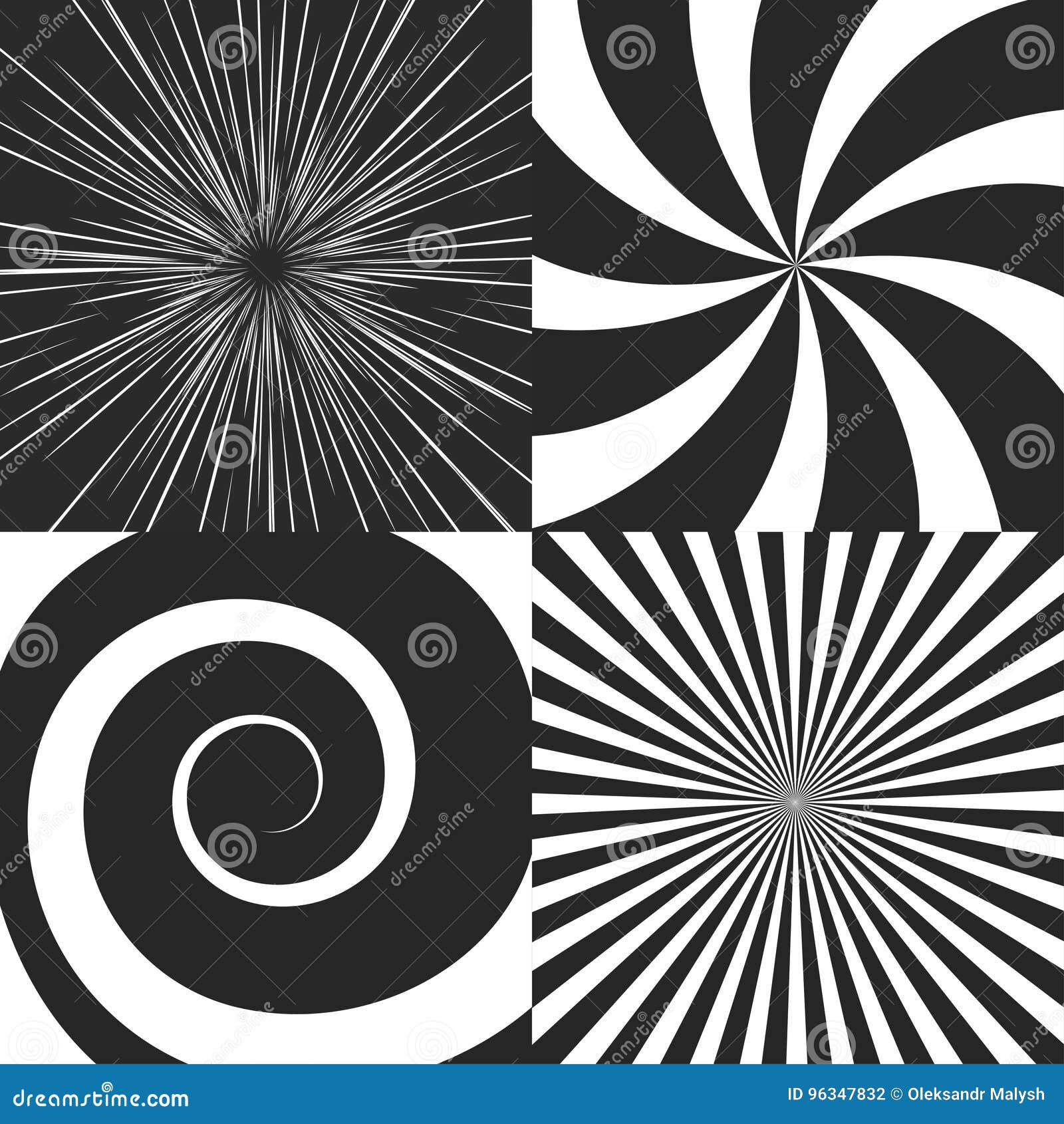set of psychedelic spiral