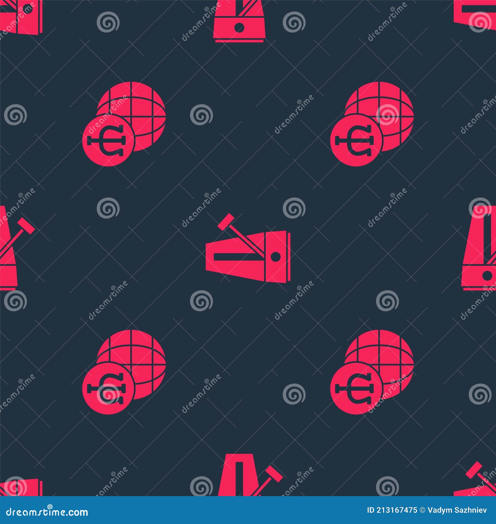 Set Psychology, Psi and Metronome with Pendulum on Seamless Pattern