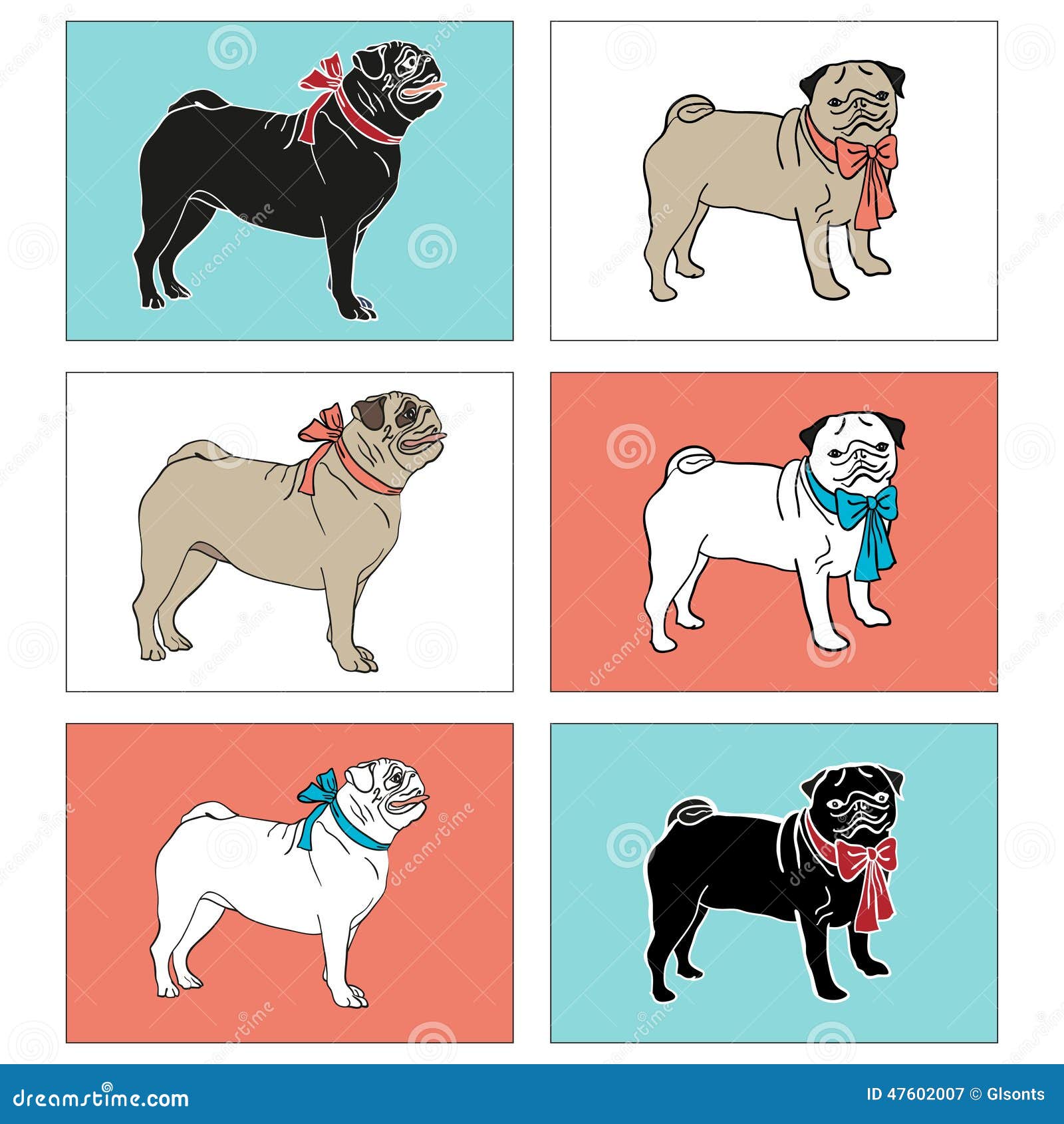 set of pugs.  . eps,jpg.