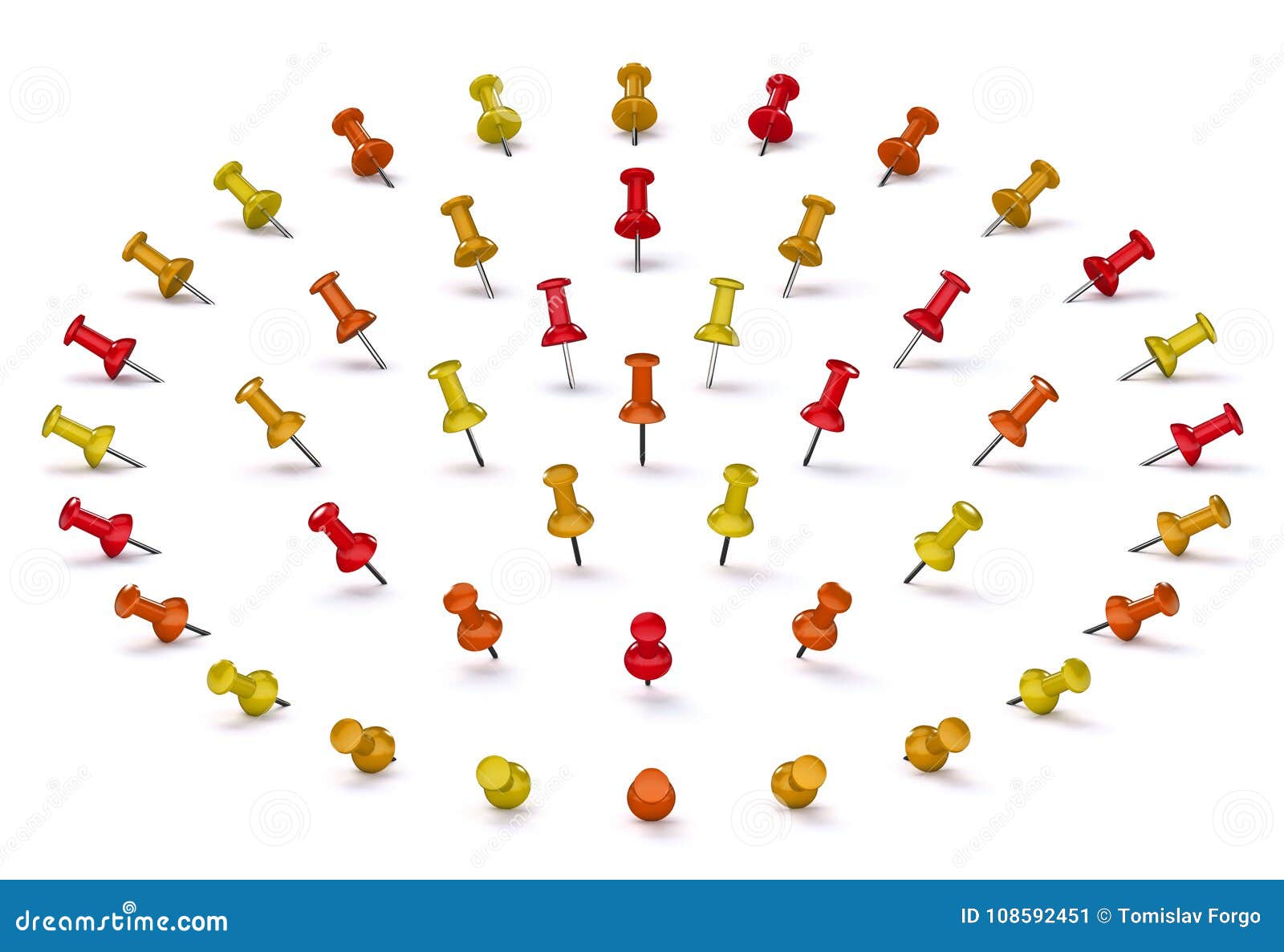 autumn colors push pins  on white background. set of off