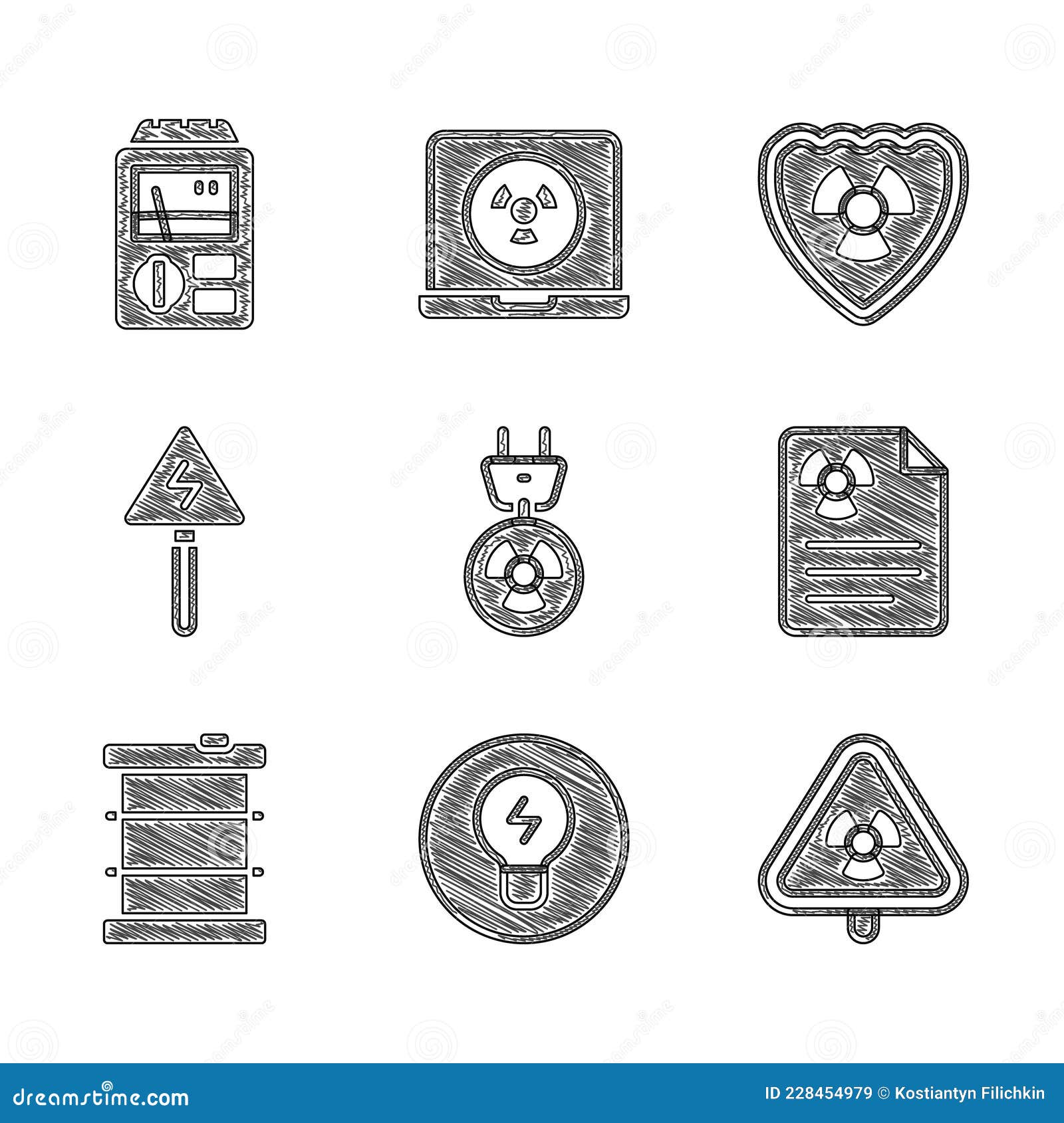 Set Radiation Electrical Plug, Light Bulb with Concept of Idea