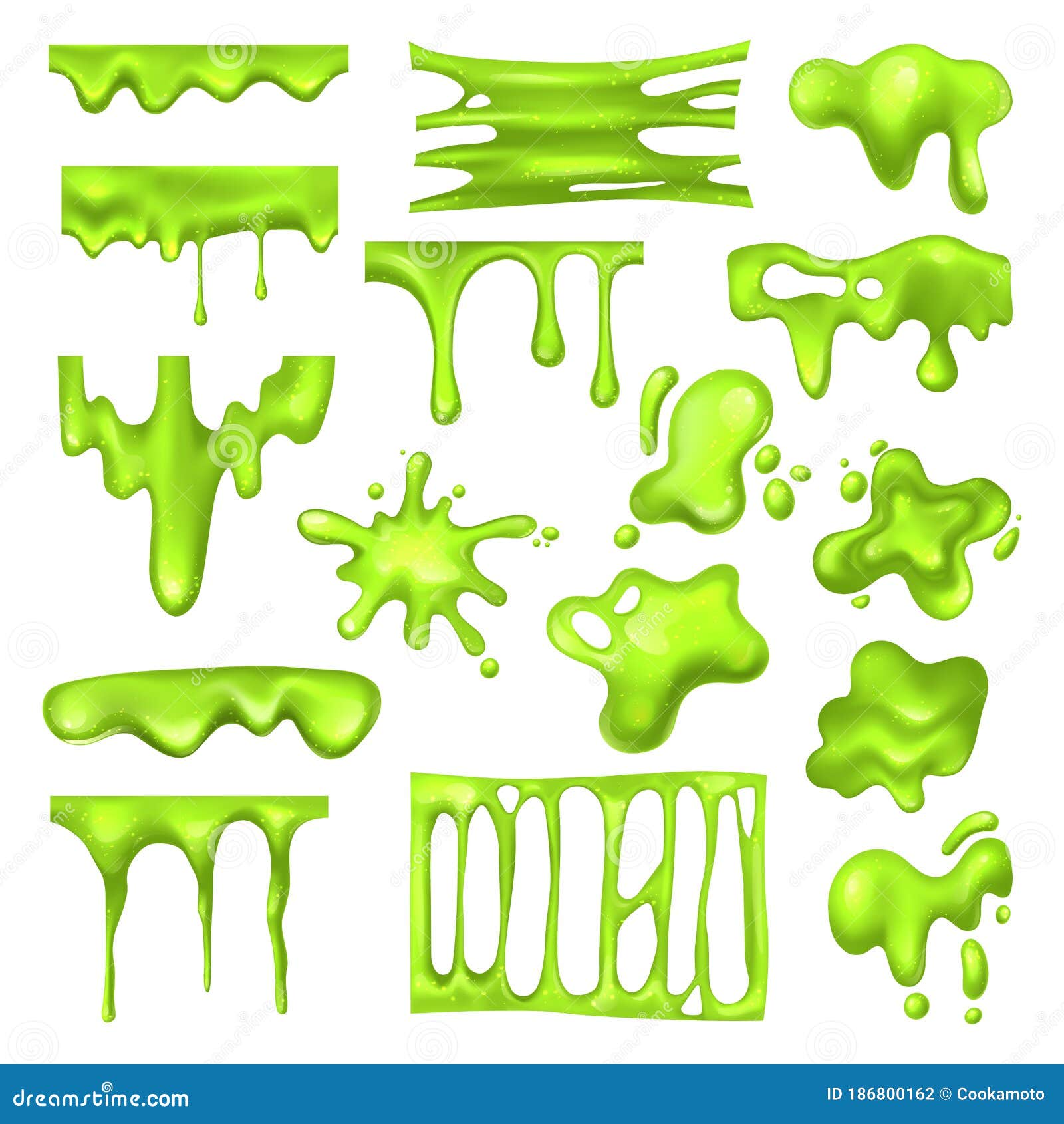 set of radioactive green slime or toxic blob