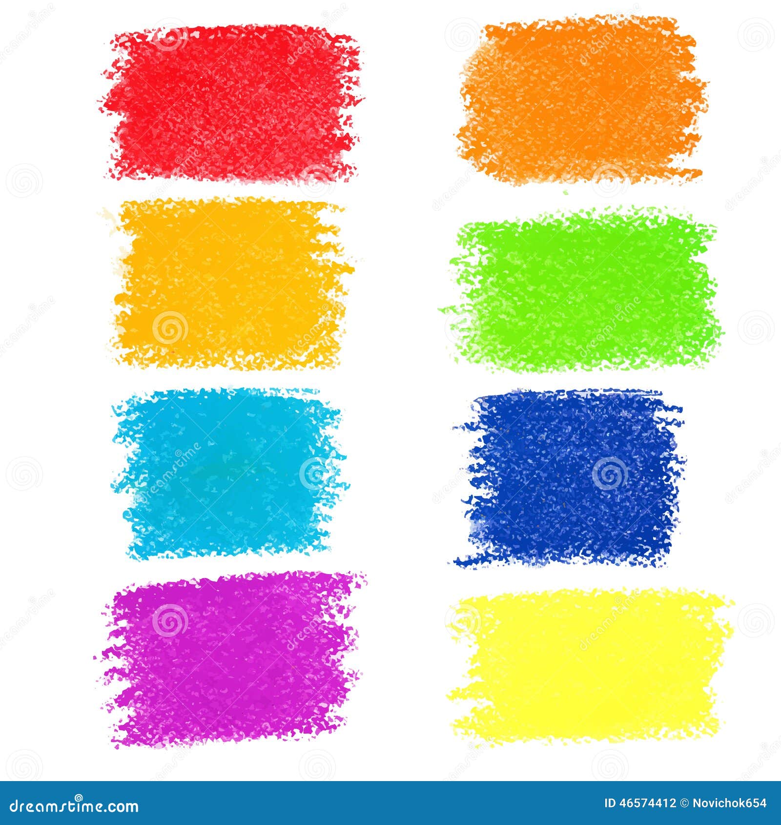 Set Of Rainbow Pastel Crayon Spots Vector Illustration 46574412