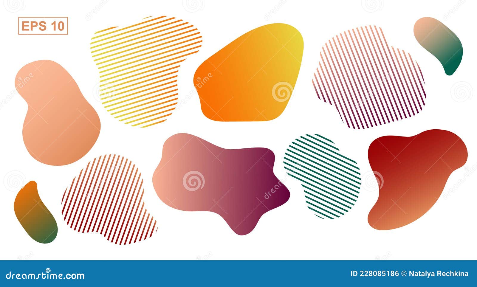 Set Of Random Spots Colored And Striped Spot Vector Illustration