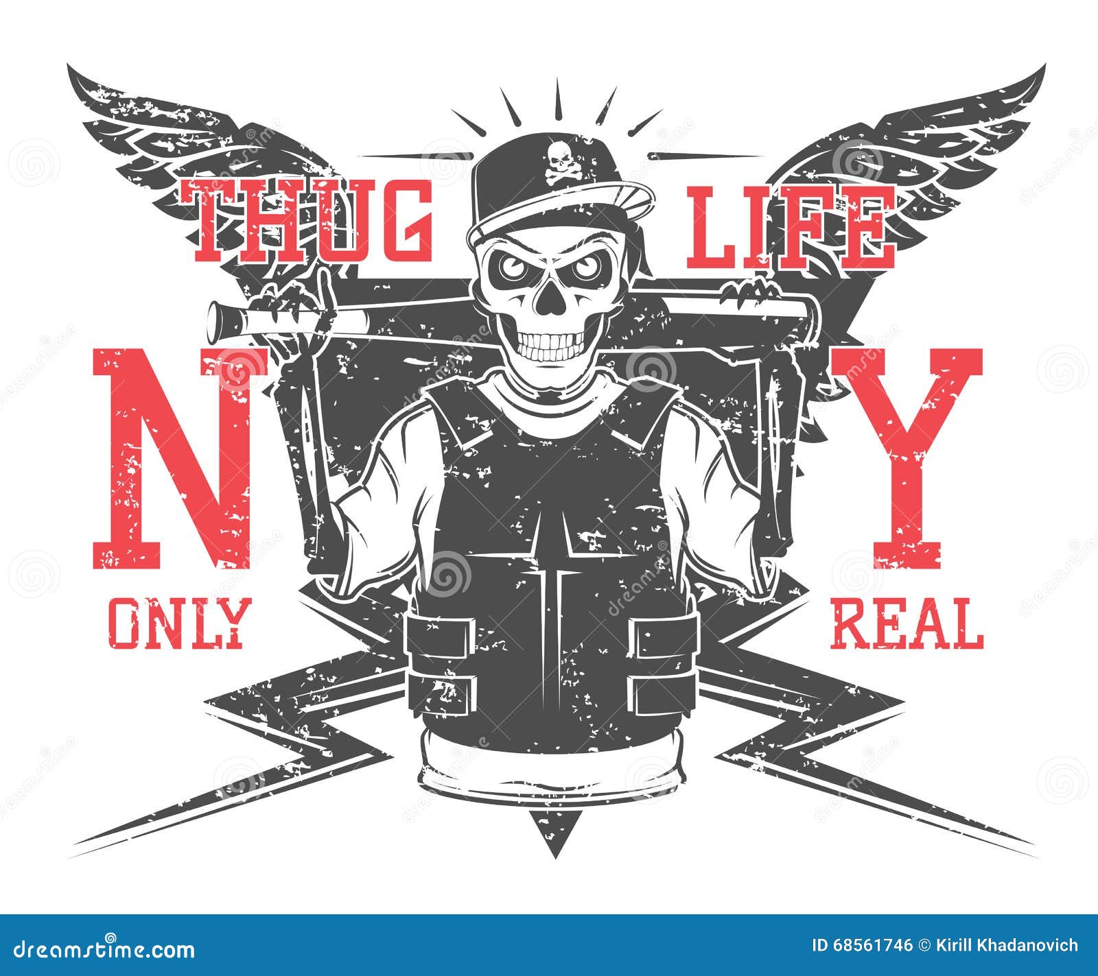 Set of Rap Skull and Hip Hop Skeleton Black and White Style Stock