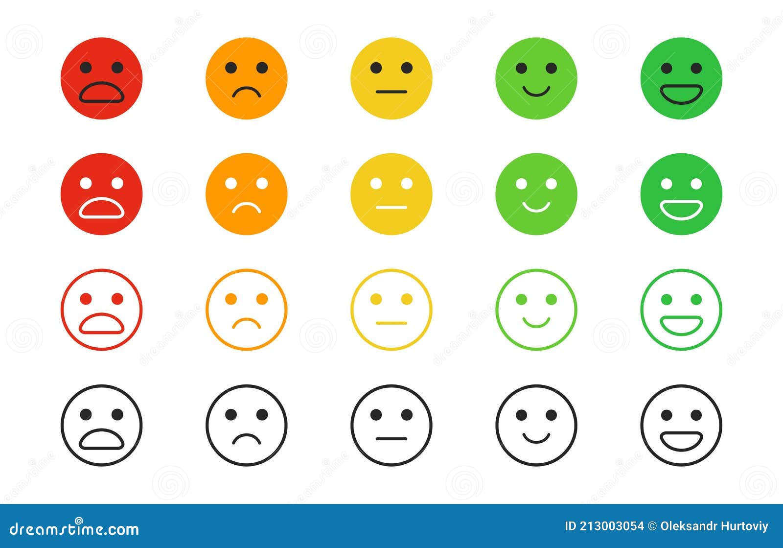 Set of Rating Satisfaction. Emotion Rating Feedback in Line Style Stock ...