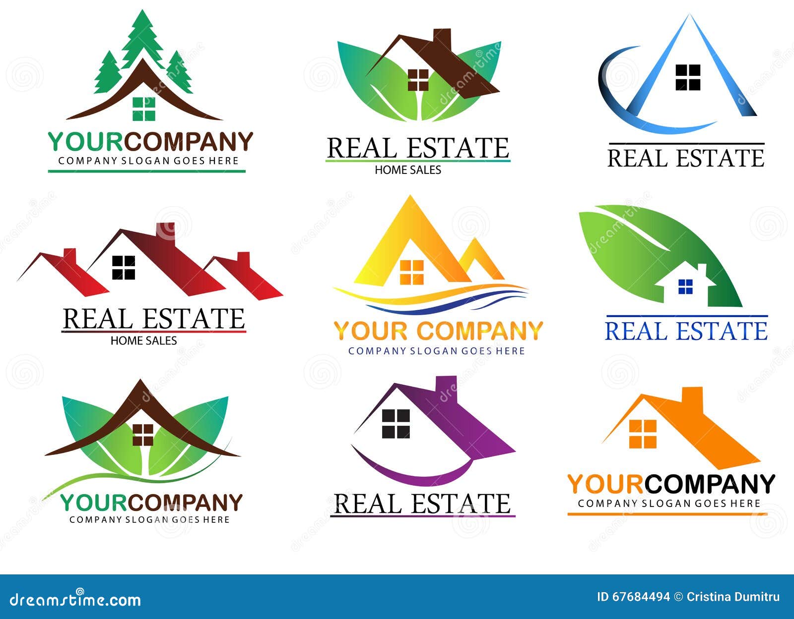 Set Real Estate Logo Design Stock Vector Image 67684494