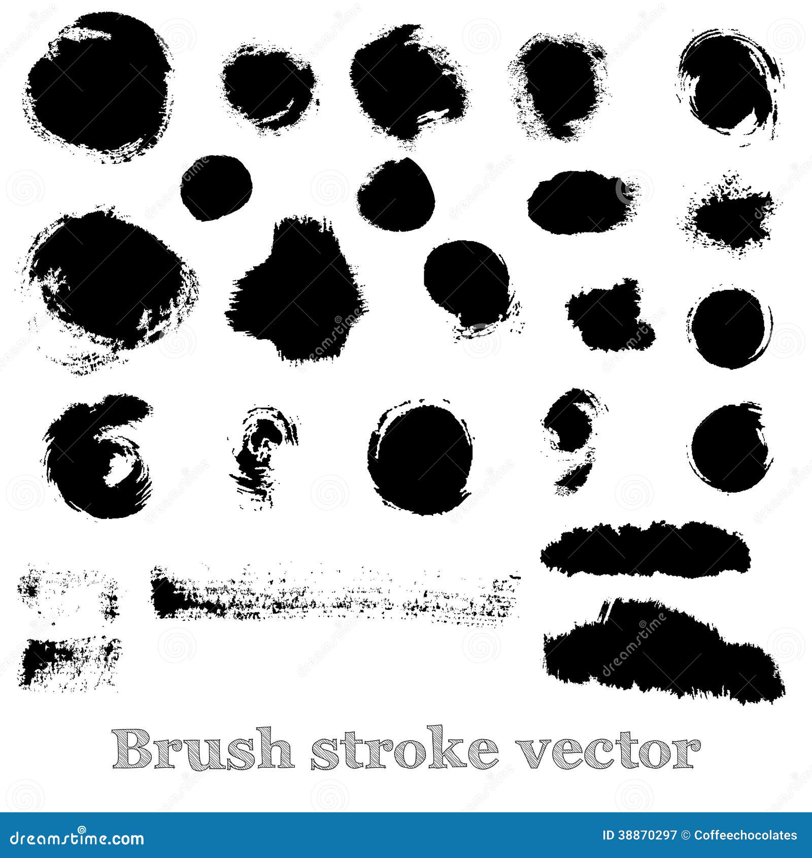 Set of Real Round Brush Strokes Vector Stock Vector Illustration of
